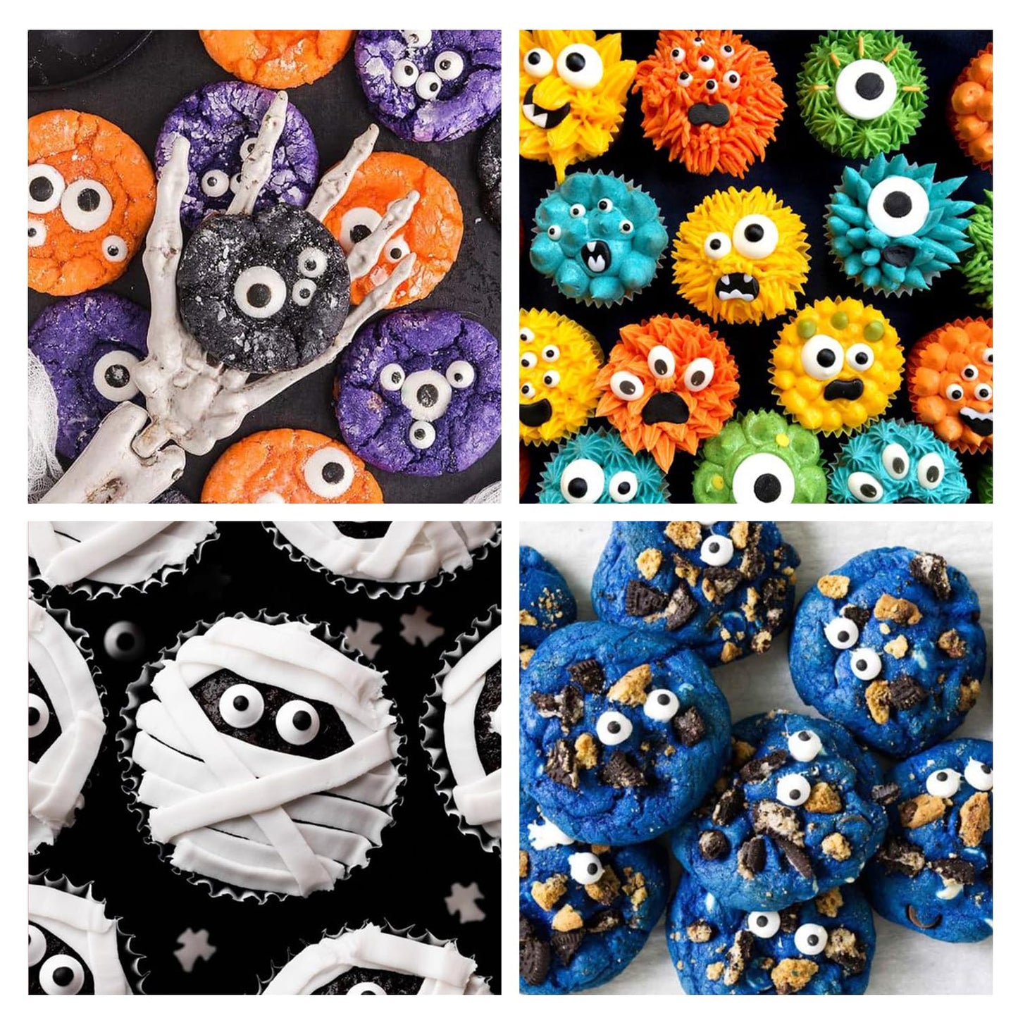 Candy Eyeballs, 0.4in/10mm Edible Eyes Sprinkles, Halloween Sprinkles, Candy Eyes for Decorating, Perfect for Cake, Cupcake, Macaron, Baking, Ice cream, and Cookies(4.23 oz Edible Eyeballs)