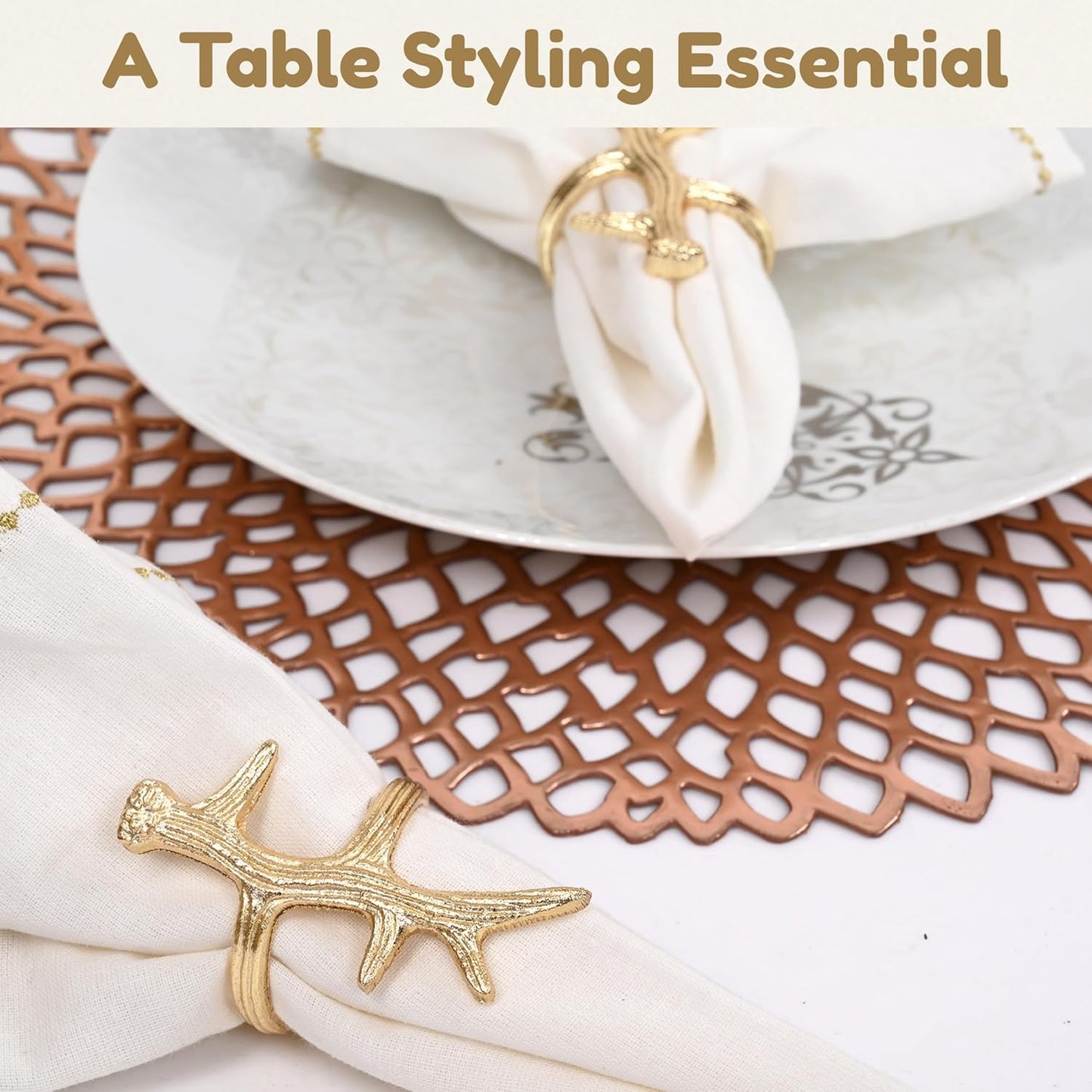 Lightweight Metal Napkin Rings Set of 12 - Napkin Rings Holder for Dinning Table Parties Dining Table, Weddings, and Special Events - Elegant Table Décor for Home & Restaurants (Gold) - CLEENTABLE