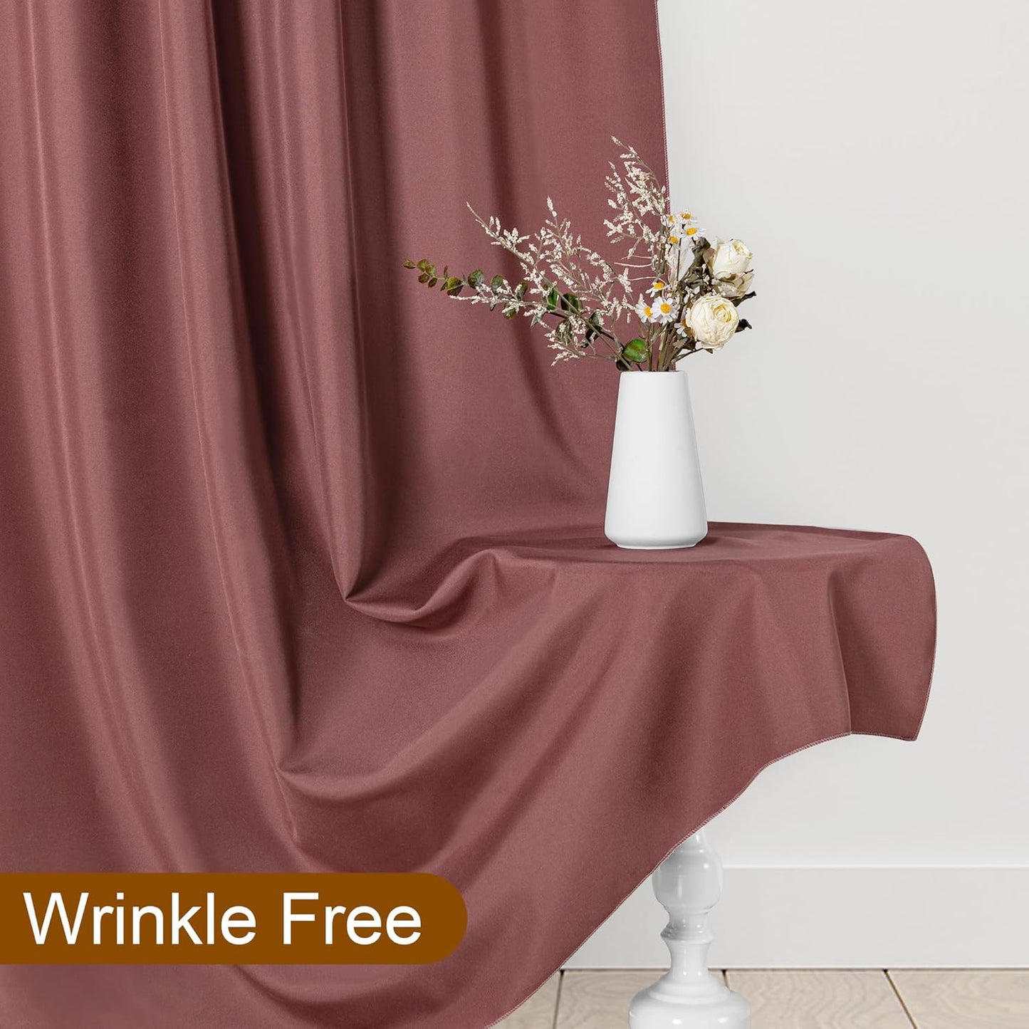 DWCN 10x8 FT Dusty Rose Backdrop Curtains for Parties, Photography Backdrop Drapes with Rod Pockets for Wedding Decorations Stage Birthday Family Gatherings, 2 Panels 5ft x 8ft