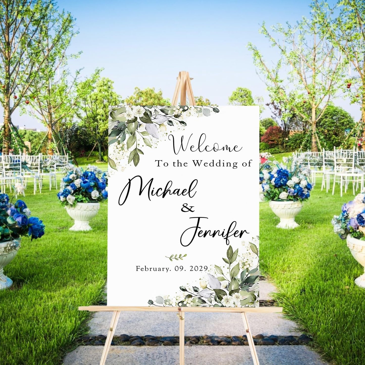 Custom Wedding Welcome Sign, Rustic Wedding Signs, Wedding Decorative Signage, Wedding Reception Signs, Greenery Theme Wedding Sign Decoration, Wedding Sign Flowers
