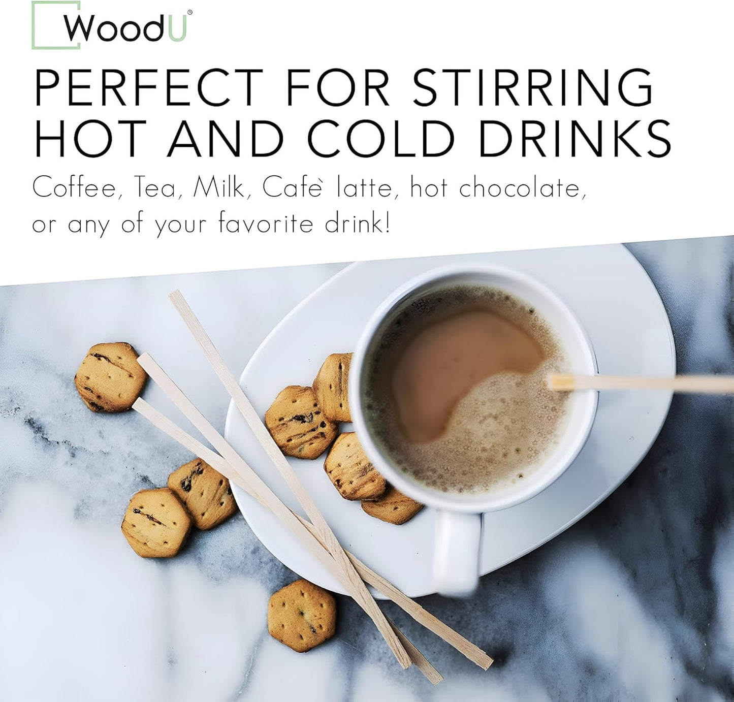 Premium 7" Wooden Coffee Stir Sticks - Eco Friendly Square-End Coffee Stirrers Sticks 1000-Pack