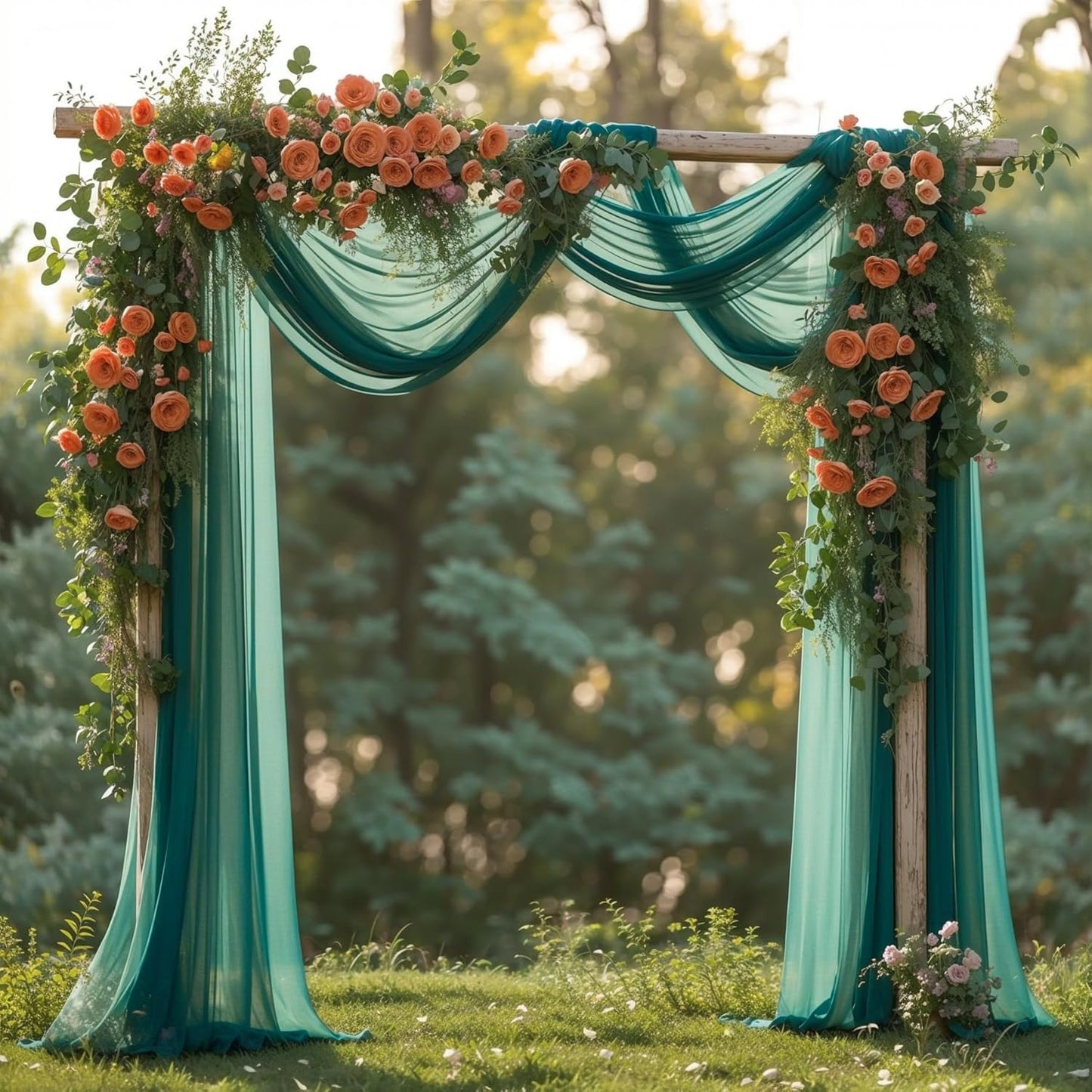 Wedding Arch Draping Fabric, 1 Panel 28" x 19Ft Emerald Green Arch Drapes Sheer Backdrop Curtain for Wedding Ceremony Party Ceiling Decor