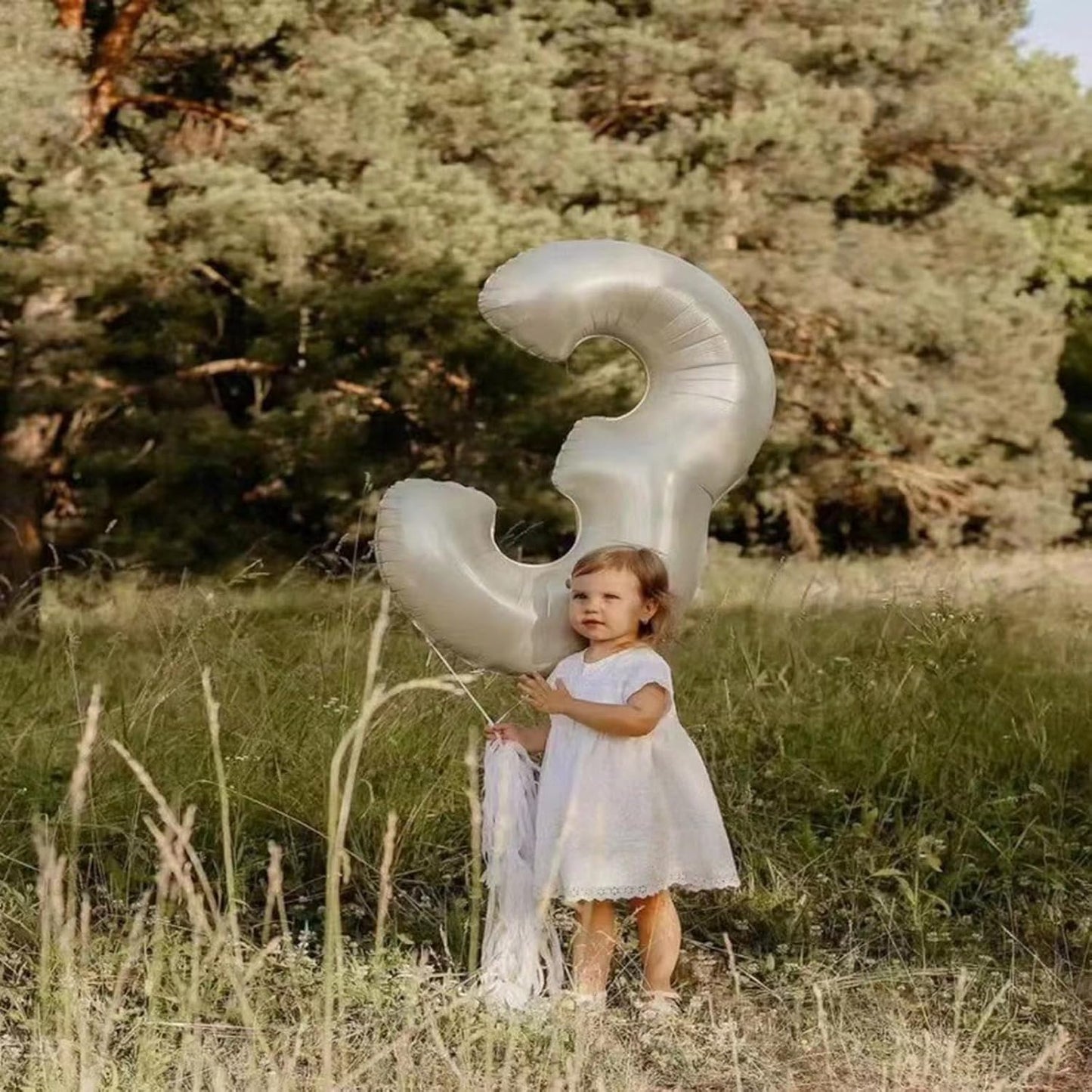 40 Inch Cream White Large 0-9 Numbers Balloons Digit 3 Helium Balloons 3rd Year Old Birthday Decor Foil Mylar Big Number Balloons for Birthday Party Anniversary Supplies