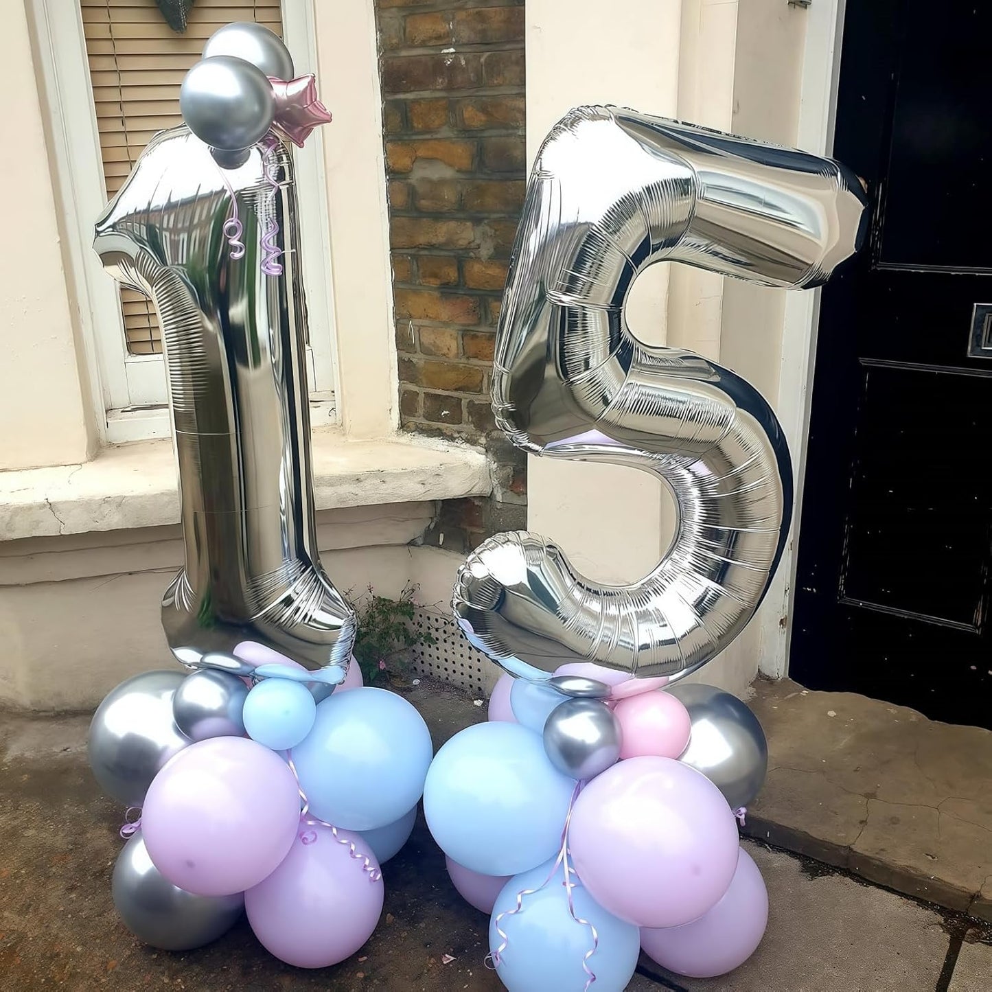 Silver 10 Balloons Number, 40 Inch Helium Foil Number 1 & 0 Balloons for 10 Year Old Birthday Decorations, Large Self Inflating Mylar Balloon for Boys 10th Birthday Party Anniversary Decor Supplies