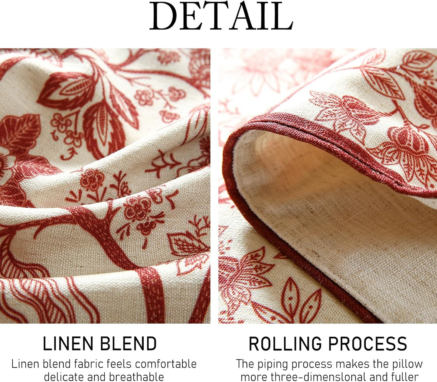 ISAENNE Designer Chinoiserie Elegant Linen Table Runner 87 Inches Long,Red Floral Pattern Decor Table Runners for Thanksgiving,Dining Room,Banquet,Kitchen Tables,Christmas,12"*87"-Ruyi A