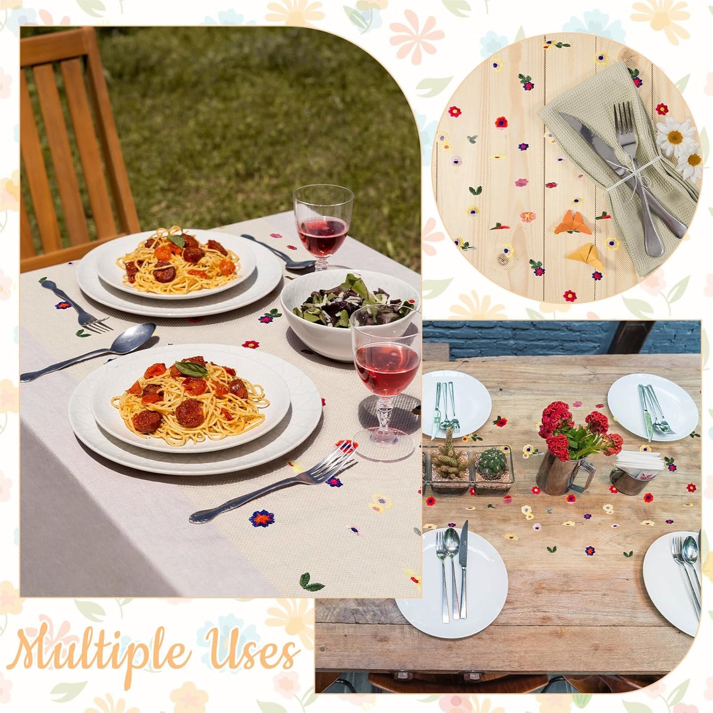 BINBE 3pcs Champagne Daisy Fall Table Runner Embroidery Gauze 10FT Florals Seasonal Tulle Holiday Birthday Kitchen Dining Table Decor for Home Party