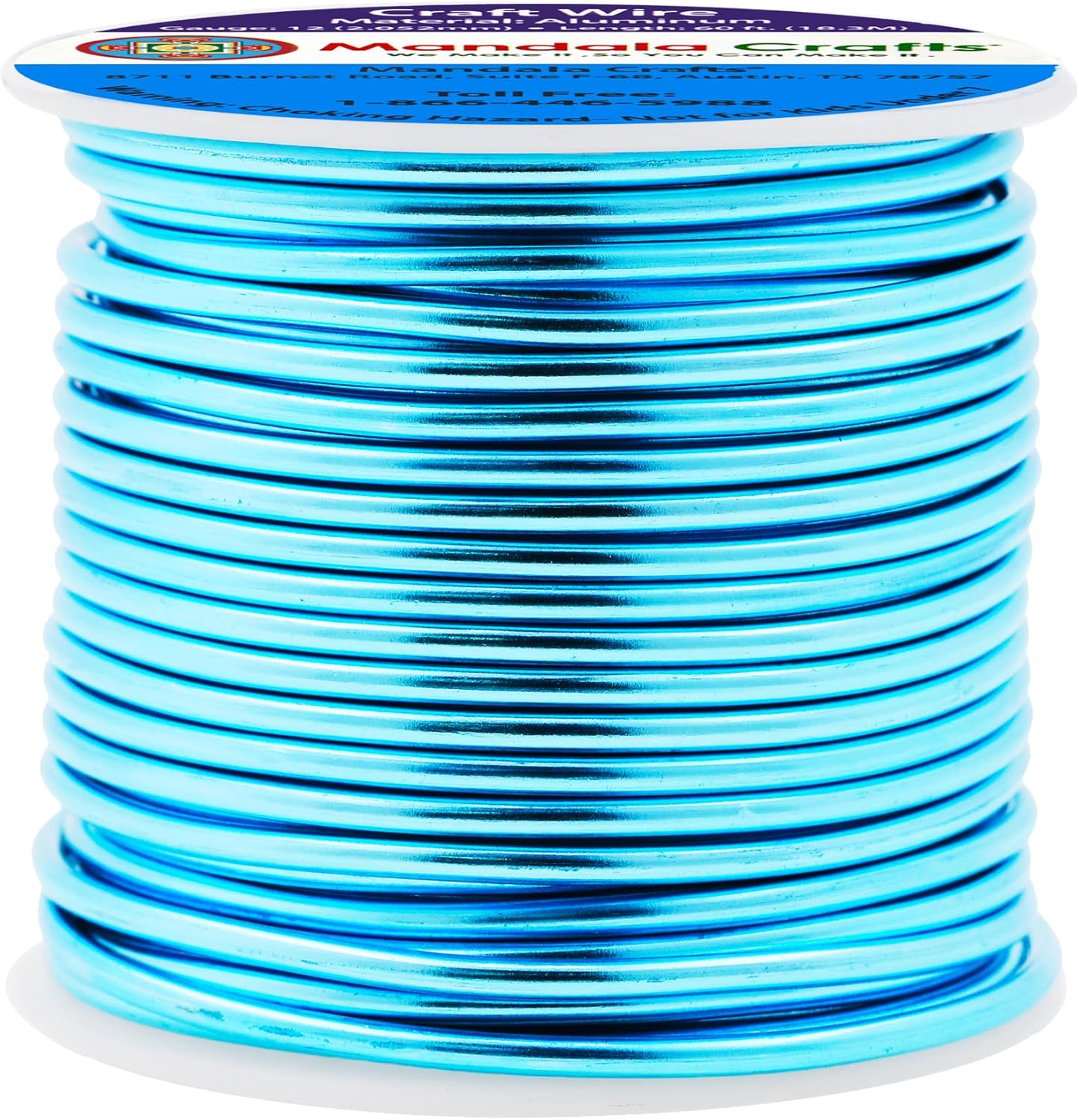 Mandala Crafts 12 Gauge Anodized Aluminum Craft Wire for Jewelry Making - 60 FT Colored Flexible Turquoise Wire - Bendable for Bonsai Armature Crafting Sculpting
