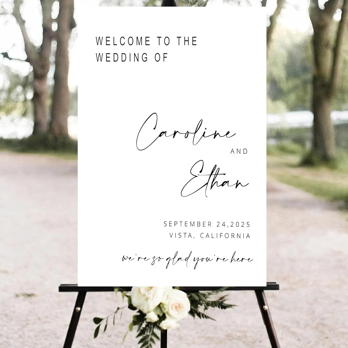Generic Personalized Wedding Welcome Sign, 18x27 inches, Plastic, Modern Style, Wedding Event Guestbook