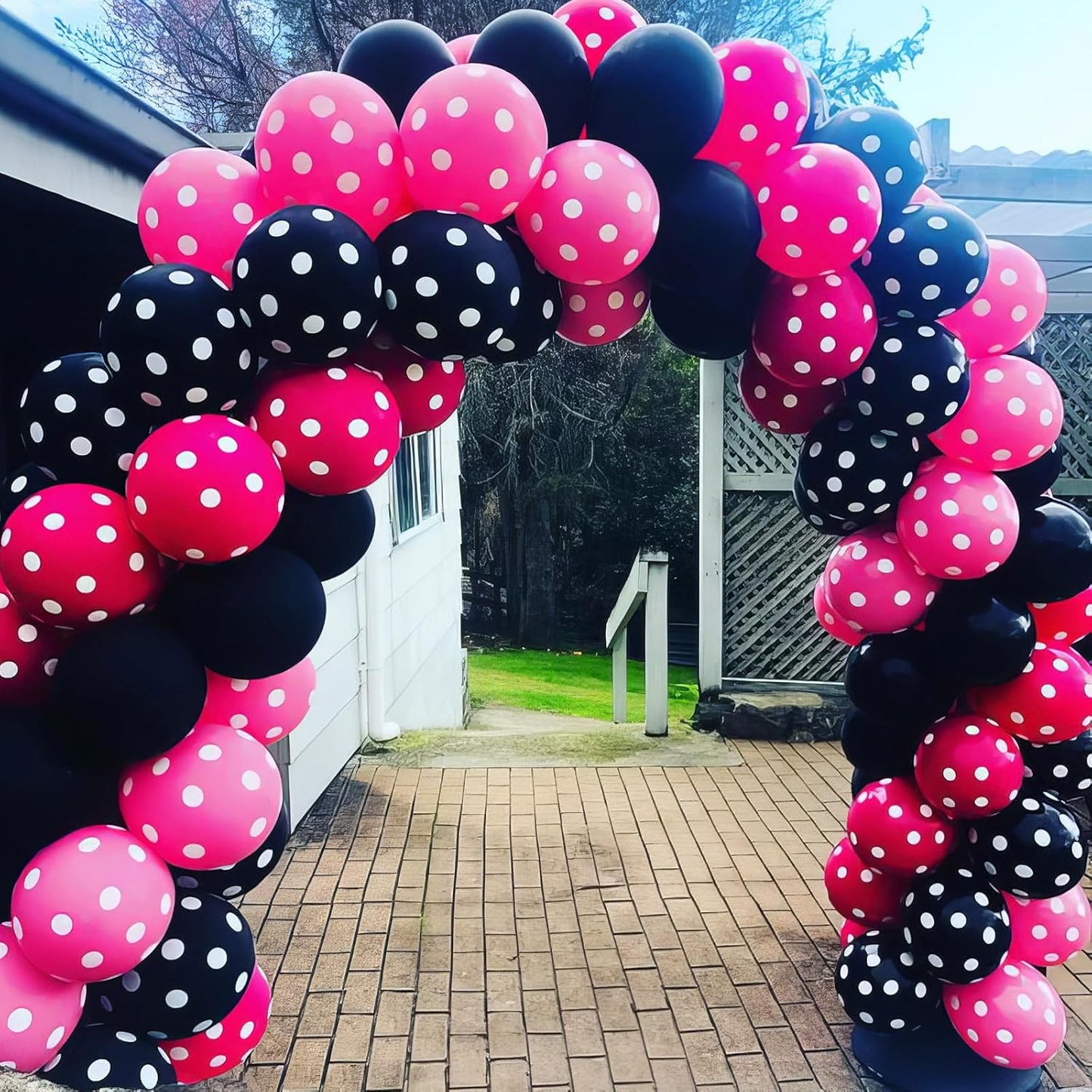 Pink and Black Balloons, Hot Pink Balloons White Dots Black White Dots Balloon with Confetti Balloon for Girls Women Birthday Baby Bridal Shower Wedding Theme Party Decorations