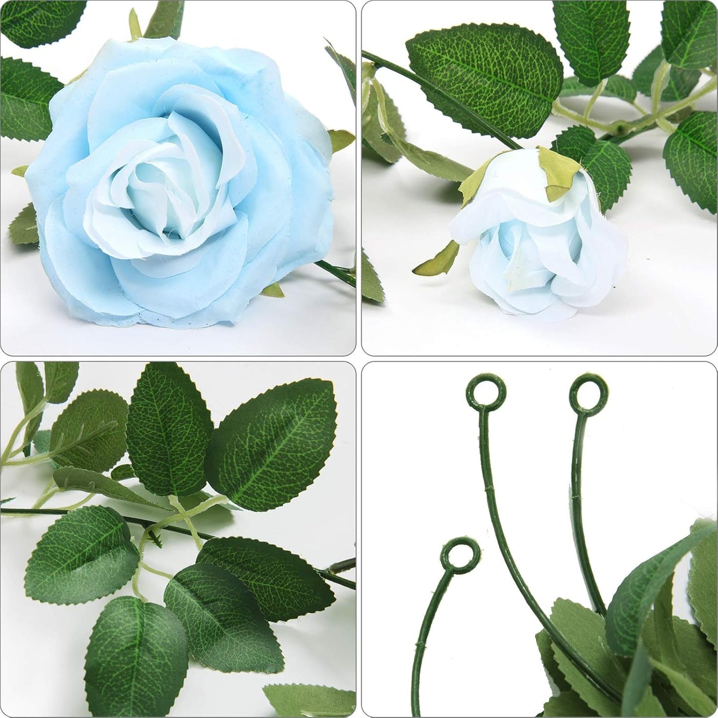 U'Artlines 3 Pack Artificial Blue Rose Vines Floral Garlands Total 19.5 Ft Fake Vine Silk Flower Garland for Indoor Outdoor Home Wedding Arch Garden Wall Decoration
