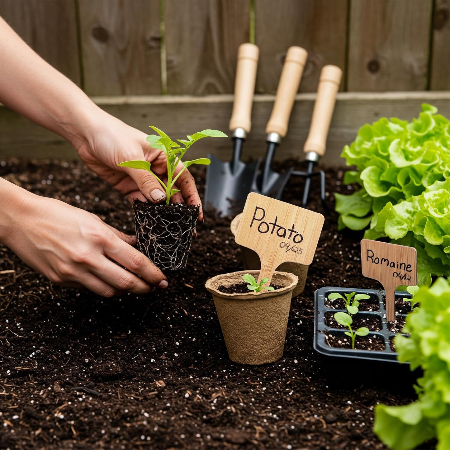 52-Piece Eco-Friendly Bamboo Plant Labels | Beautiful Natural Bamboo Garden Markers for Seedlings, Herbs, Flowers & Vegetables | Sustainable Gardening Tags & Gifts