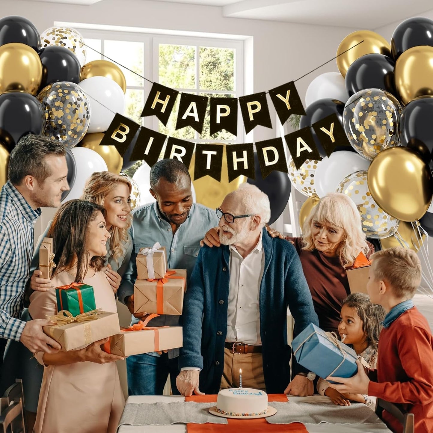 Black White and Gold balloons, 60pcs 12inch Black White Metallic Gold Confetti Balloons for Graduation 2025 Anniversary Birthday Party Decorations