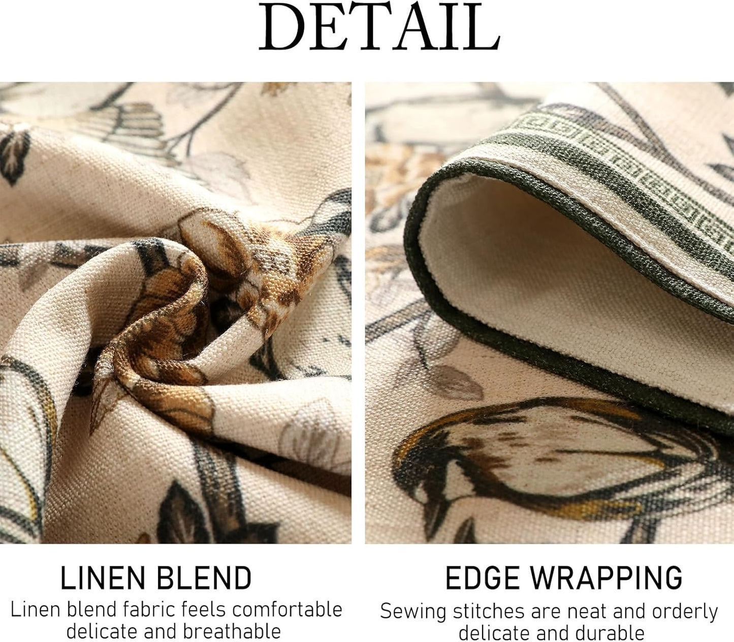 ISAENNE Designer Vintage Beige Linen Table Runner 102 Inches Long,Elegant Floral and Bird Pattern Decor Table Runners for Dining Tables,Thanksgiving,Christmas,Banquet,Party,12"*102"-Murad A