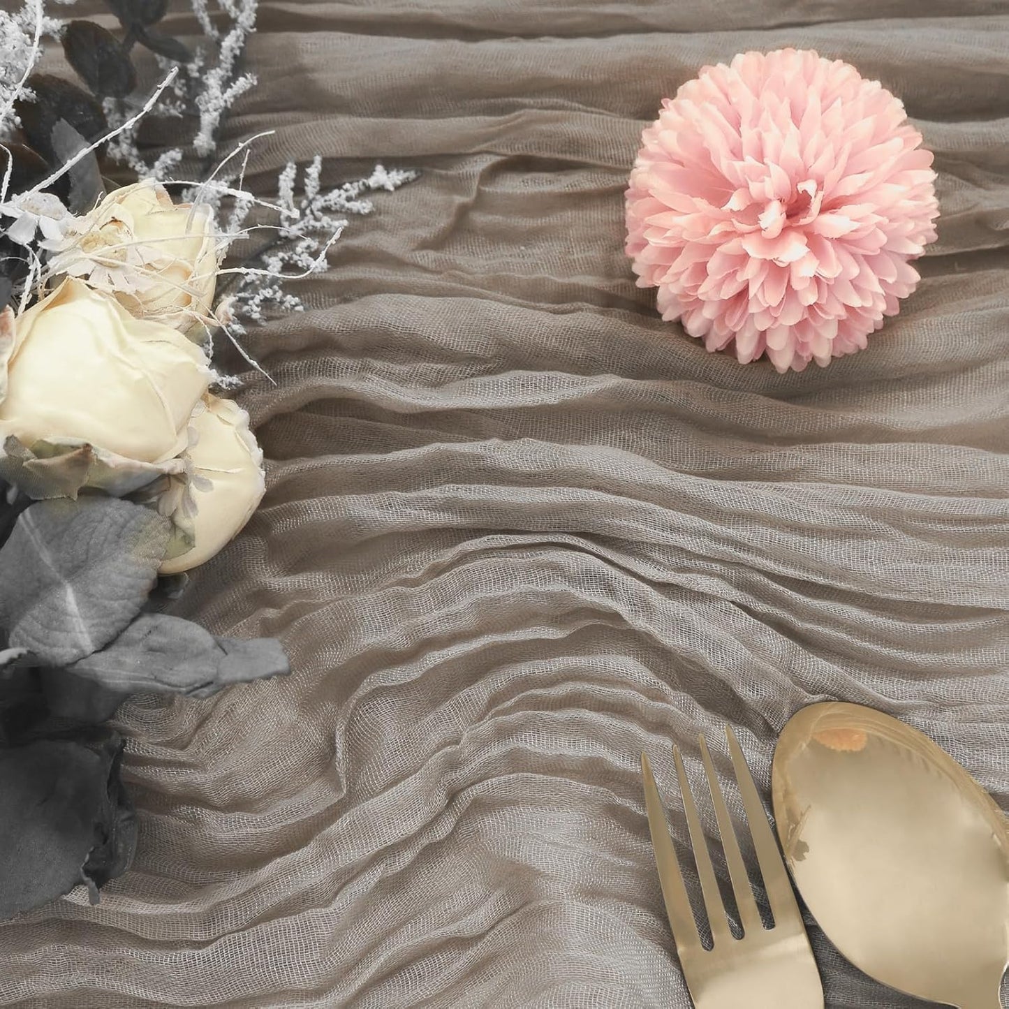 6Pcs Khaki Cheesecloth Table Runner 120 Inch10FT Nude Rustic Boho Cheesecloth Table Runnerfor Wedding Party Baby Shower Birthday Home Decor Holiday Decorations