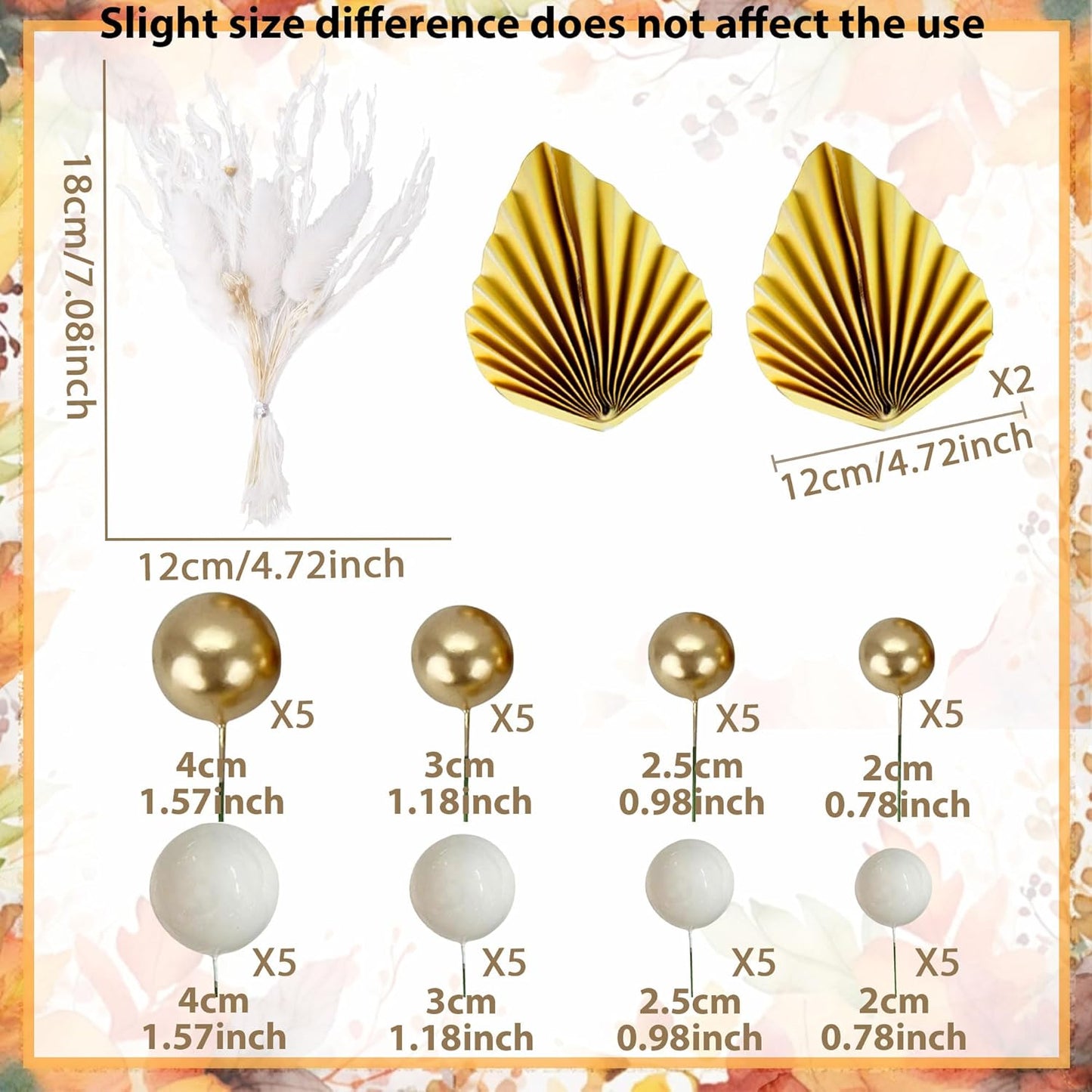 JeVenis Champagne Cake Decoration Gold Balls Cake Decoration Gold Palm Leaves Cake Topper Bohemian Wedding Birthday Birthday Anniversary