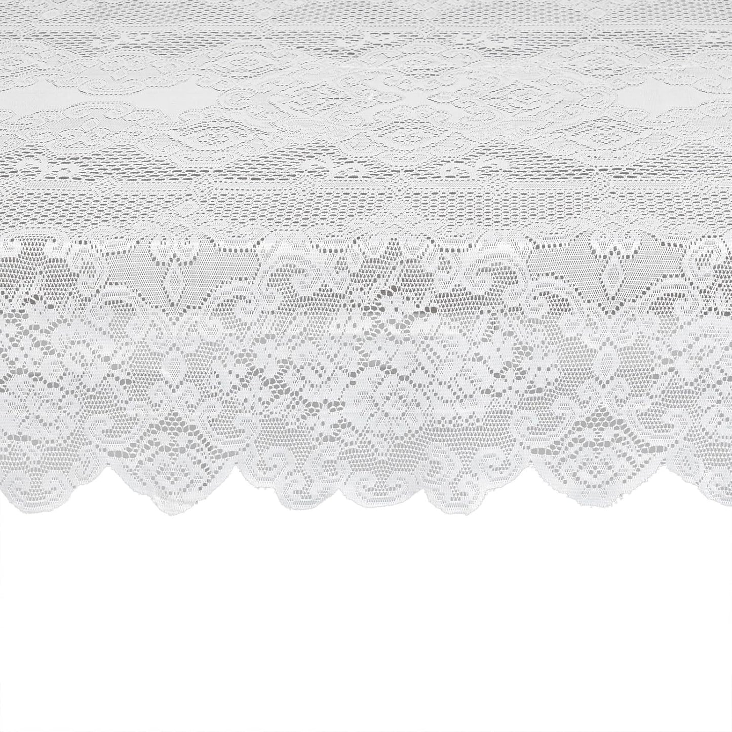Juvale Rectangular Lace Tablecloth - White Lace, 54 x 72 in Vintage Floral Scalloped Polyester - Wedding & Tea Party Table Cloth & Baby Shower Tablecloth (Pack of 2)