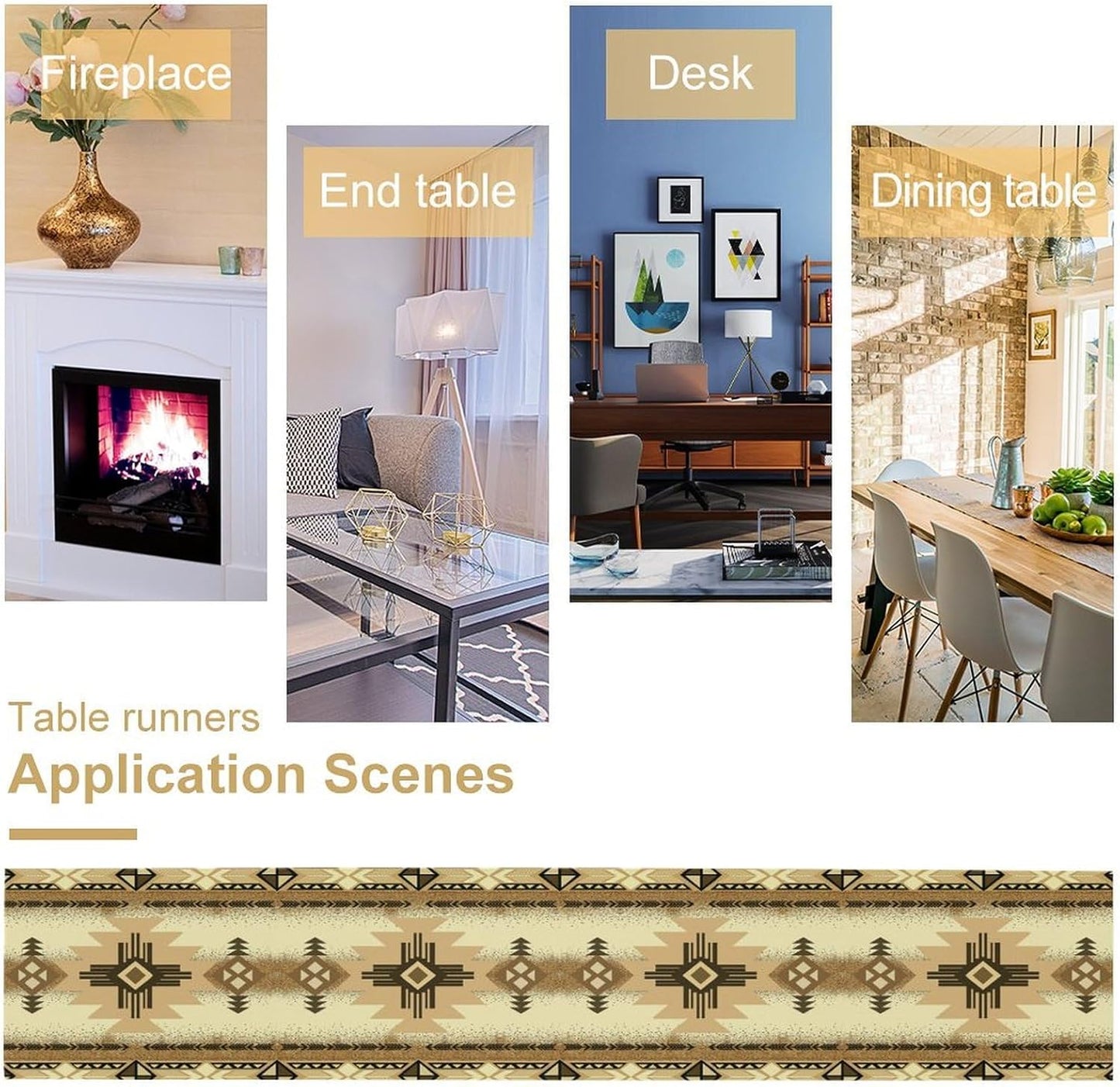 Aztec Table Runner Southwestern Ethnic Style Geometric Navajo Tribe Abstract Pattern Vintage Rustic Table Dinner Table Runner 13x70 Inch