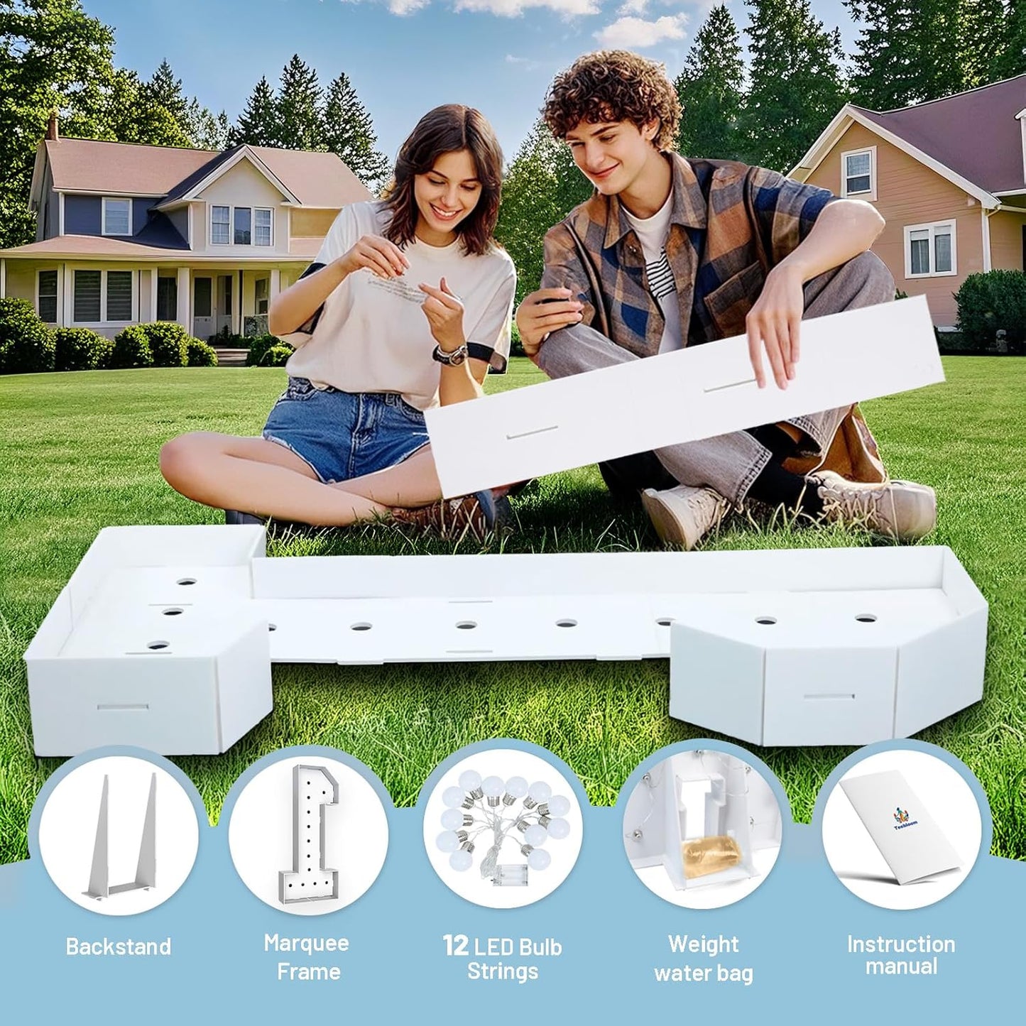 4FT Marquee Light Up Numbers 1,Party Decoration Large Marquee Light Up Letters with Weighted Water Bag,Pre-cut Foam Board Set Can Be Used for Birthdays,Weddings,Baby Anniversaries