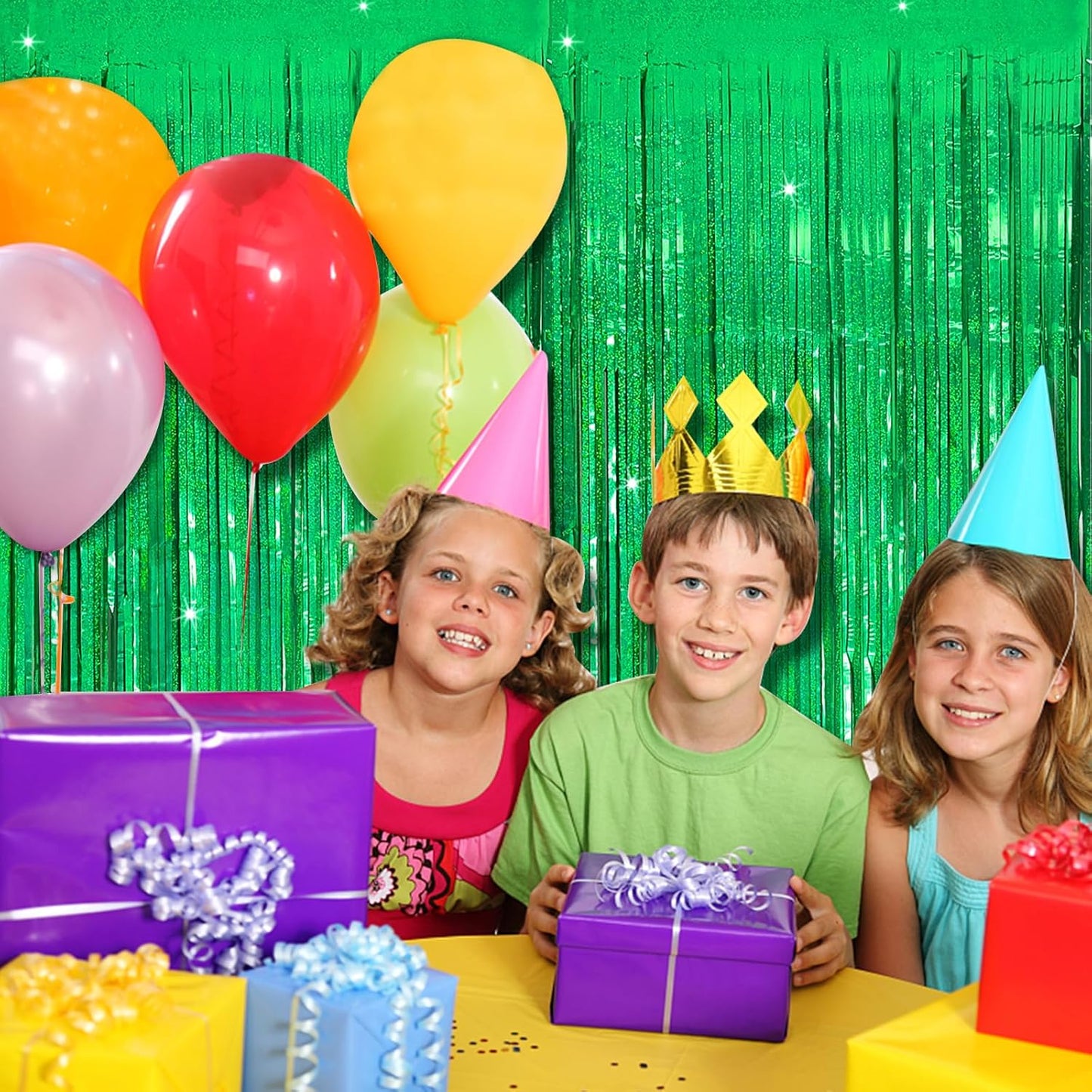 Tinsel Curtain Party Backdrop Green Birthday Decorations 10 Packs Glitter Foil Fringe Curtain Party Decor Streamers Photo Booth for Birthday Christmas Wedding Halloween Graduation Decorations