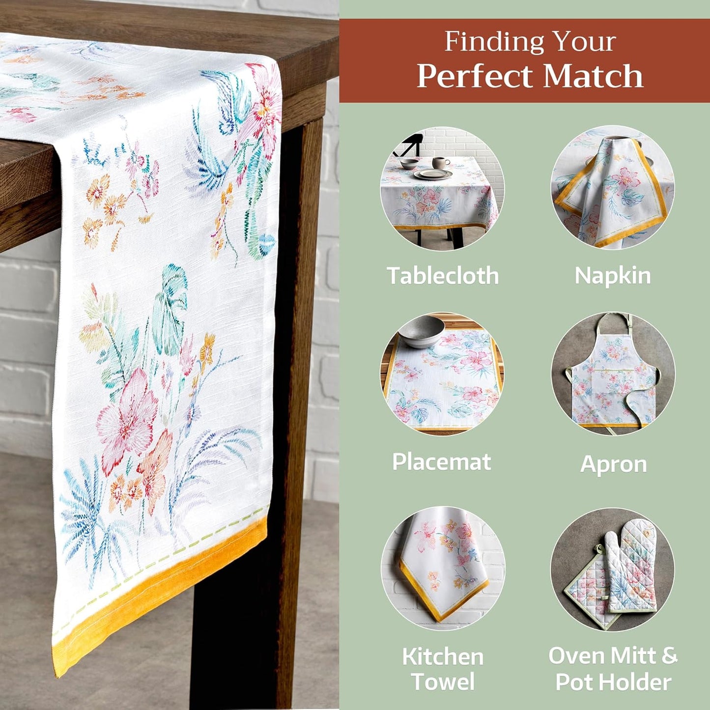 Maison d' Hermine Table Runner 100% Cotton Single Layer Table Runners 72 inches Long Decorative for Home Kitchen Dining Party Wedding Bridal Shower Spring Summer (Paradise Island, 14.50" x 72")