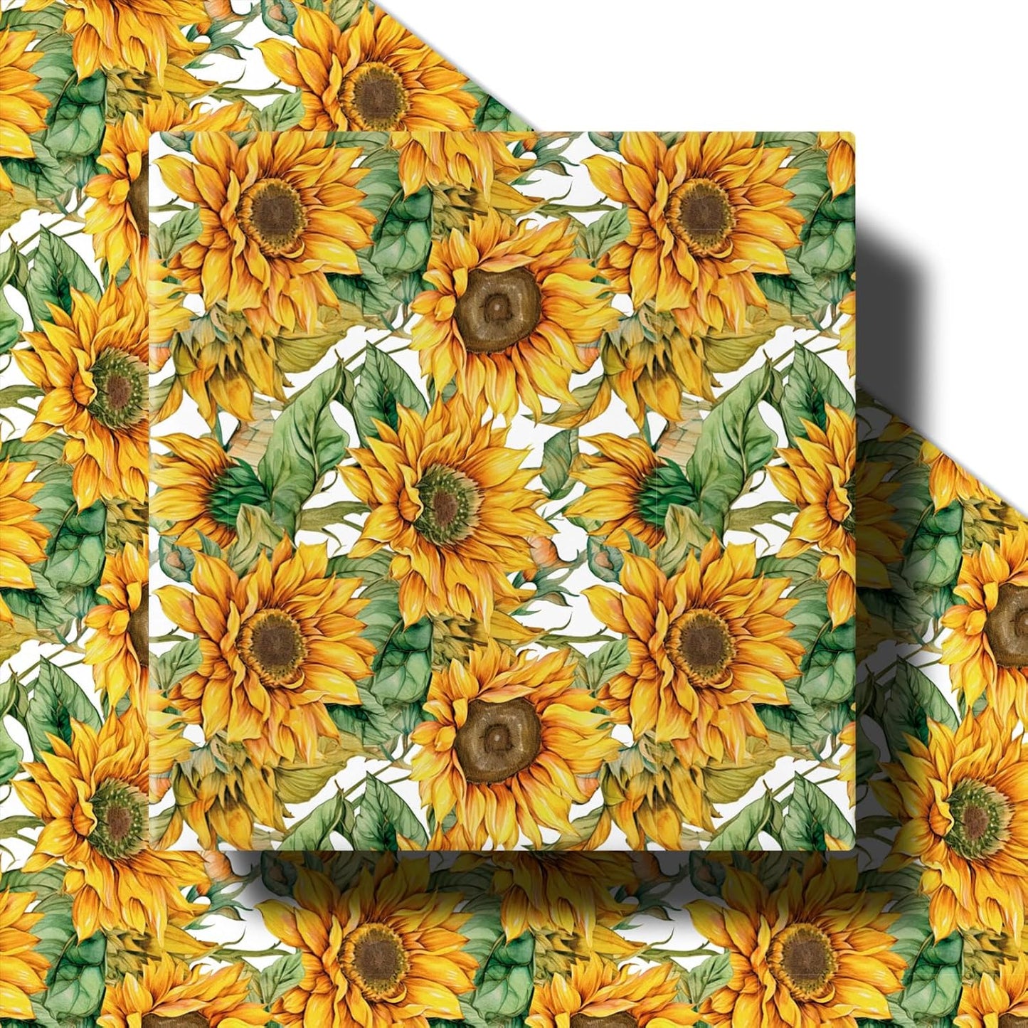 RUSPEPA Sunflower Wrapping Paper Roll for Women Girls, Mini Roll, Bright Yellow Sunflower Floral Design with Green Leaves, Cheerful Gift Wrap for Birthday, Wedding, Mother's Day, 17 Inches x 16.4 Feet