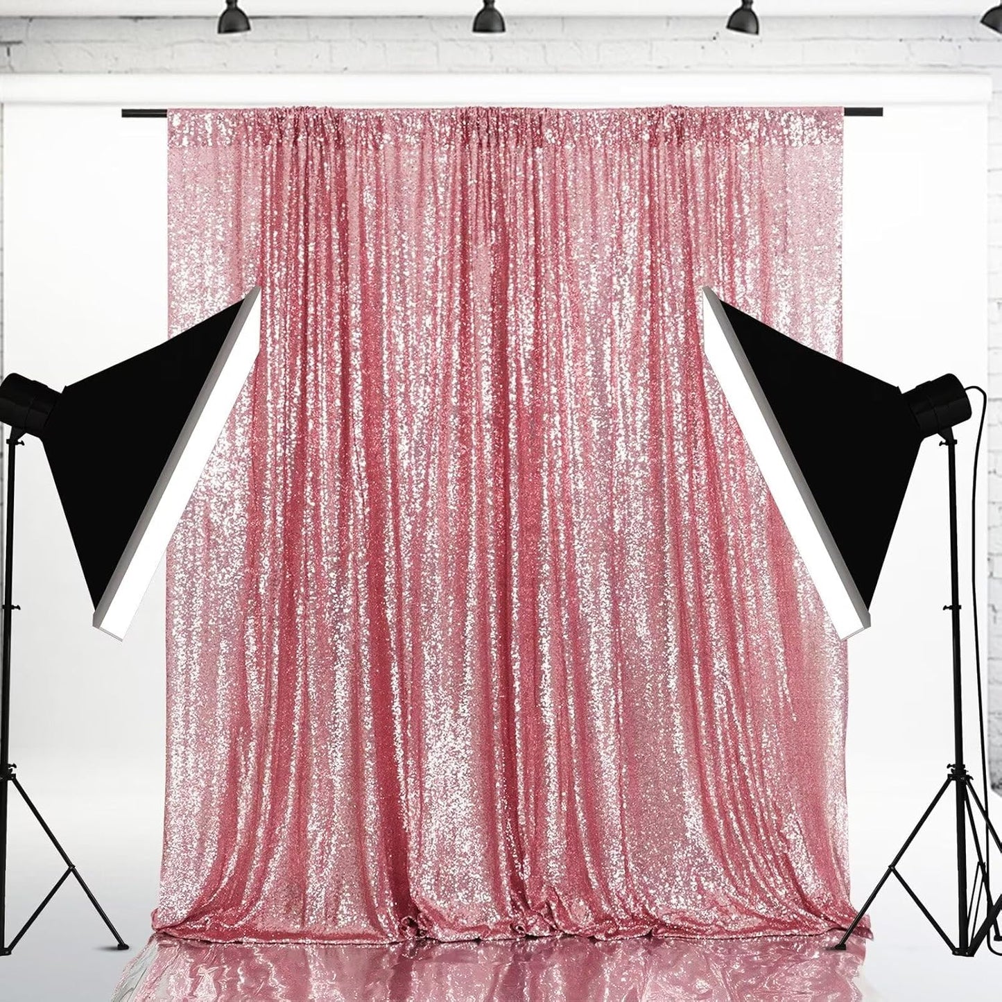 Eternal Beauty Fuchsia Pink Sequin Backdrop, 8x10 Ft Glitter Background Curtains for Shimmer Photography Party Wedding Birthday Back Drop Decor