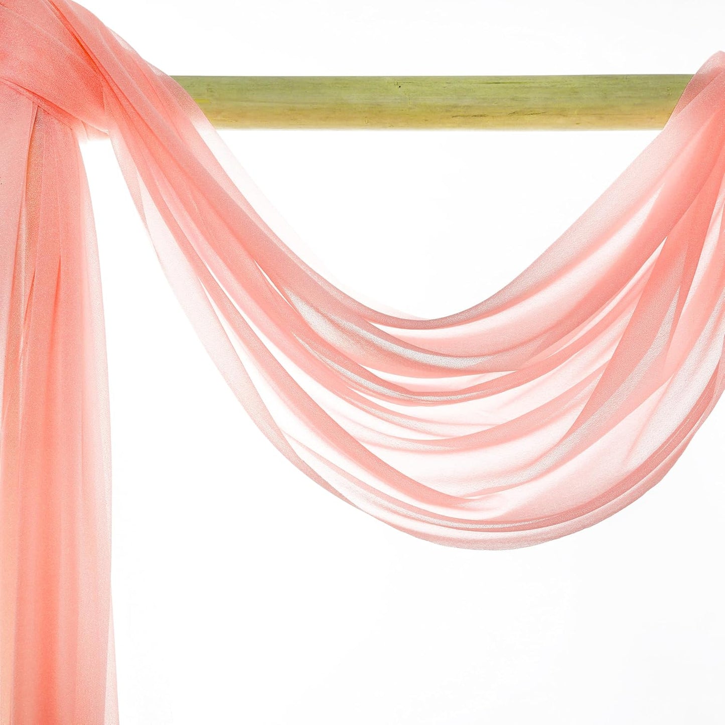 VDS Pack of 4 Panel (30 Inch X 20 Feet) Wedding Arch Draping Fabric Sheer Chiffon Fabric Drapery for Wedding Ceremony Reception Swag Backdrop Canopy Chuppah ARBO Altars Decoration (Peach)