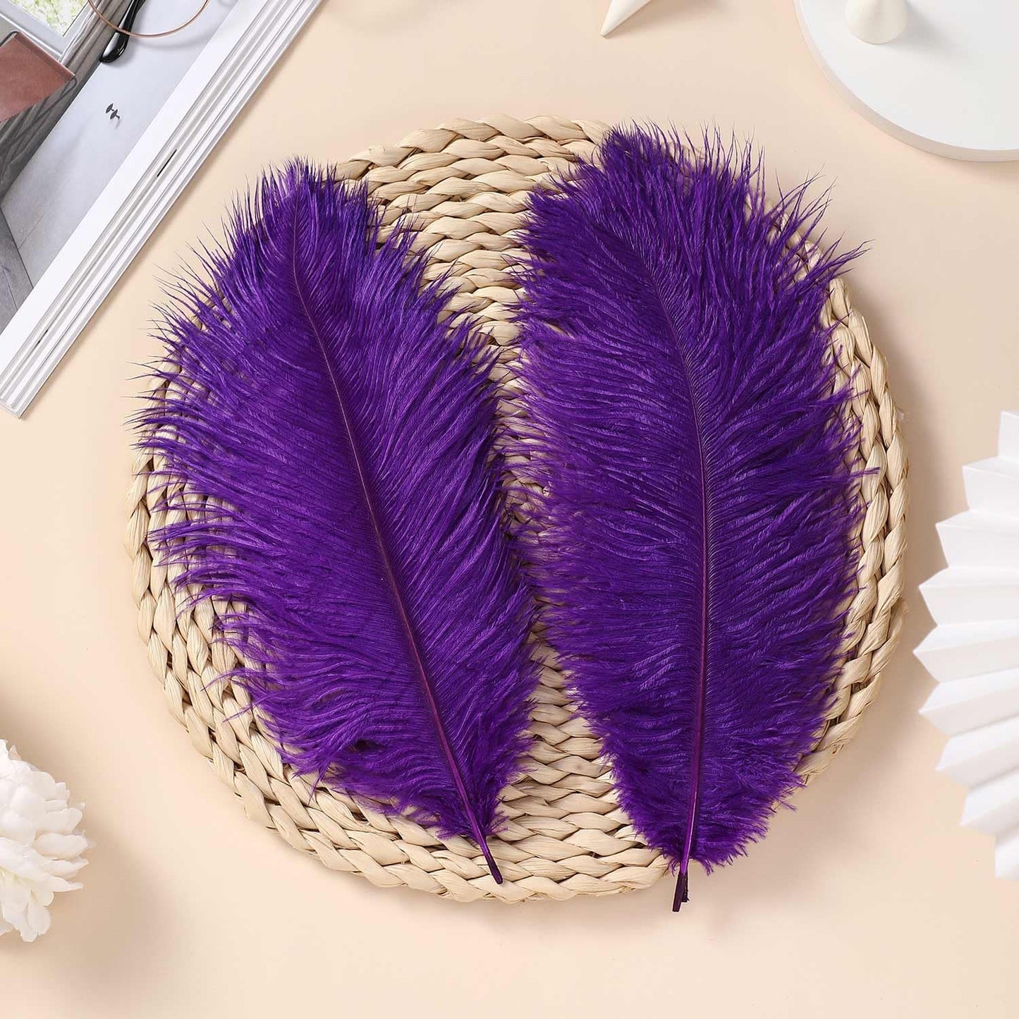YAKRUNA 30PCS Purple Ostrich Feathers Bulk 12-14 Inches for Centerpieces for Wedding Birthday Gatsby Party, Decorative Plumes for Vase & Table & Christmas Tree Decor (30-35cm, Purple)