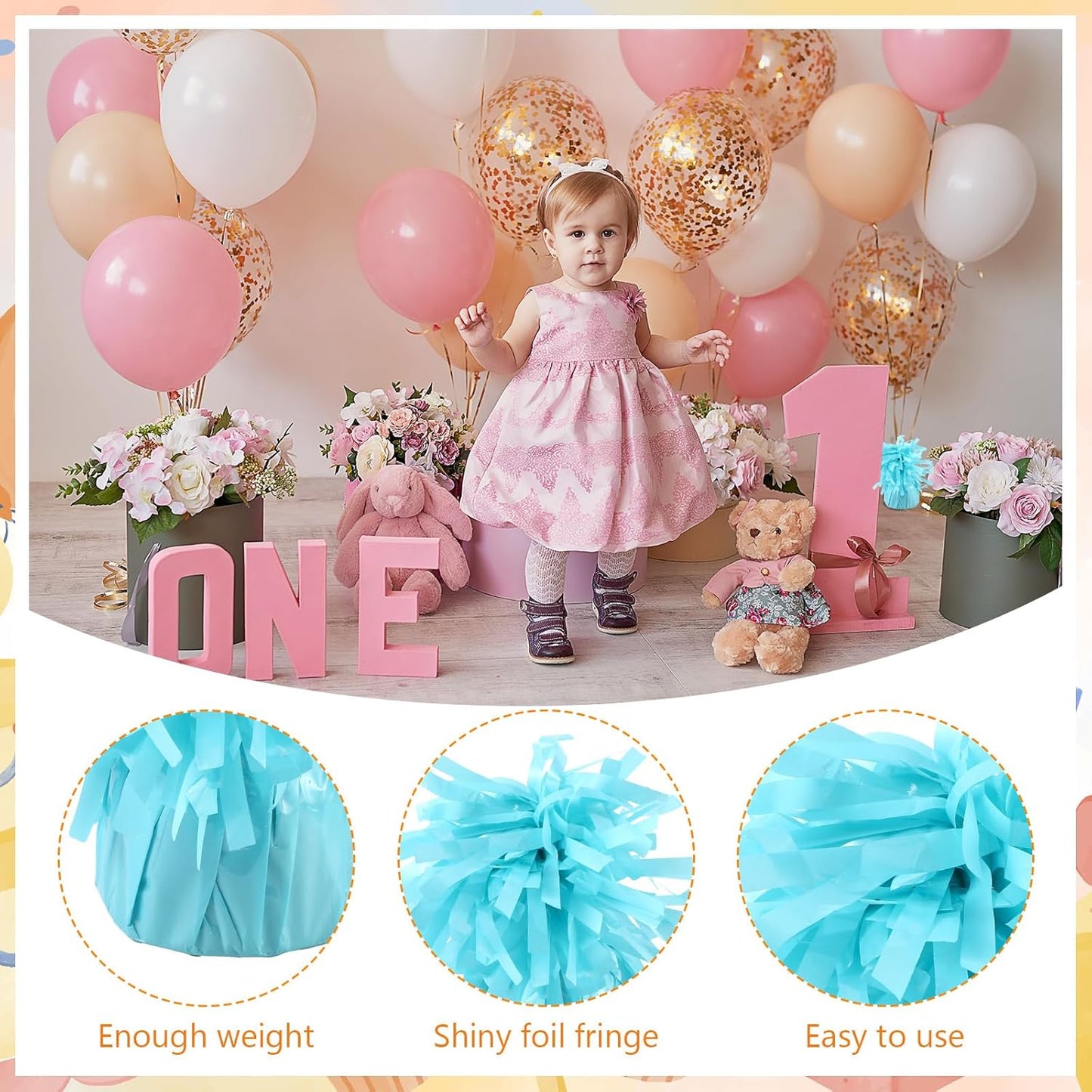 8 Pcs Baby Blue Metallic Balloon Weights Holder Anchors Balloon Holder Weights for Helium Balloons Birthday Graduation Party Christmas Wedding Celebration Decoration (Baby Blue)