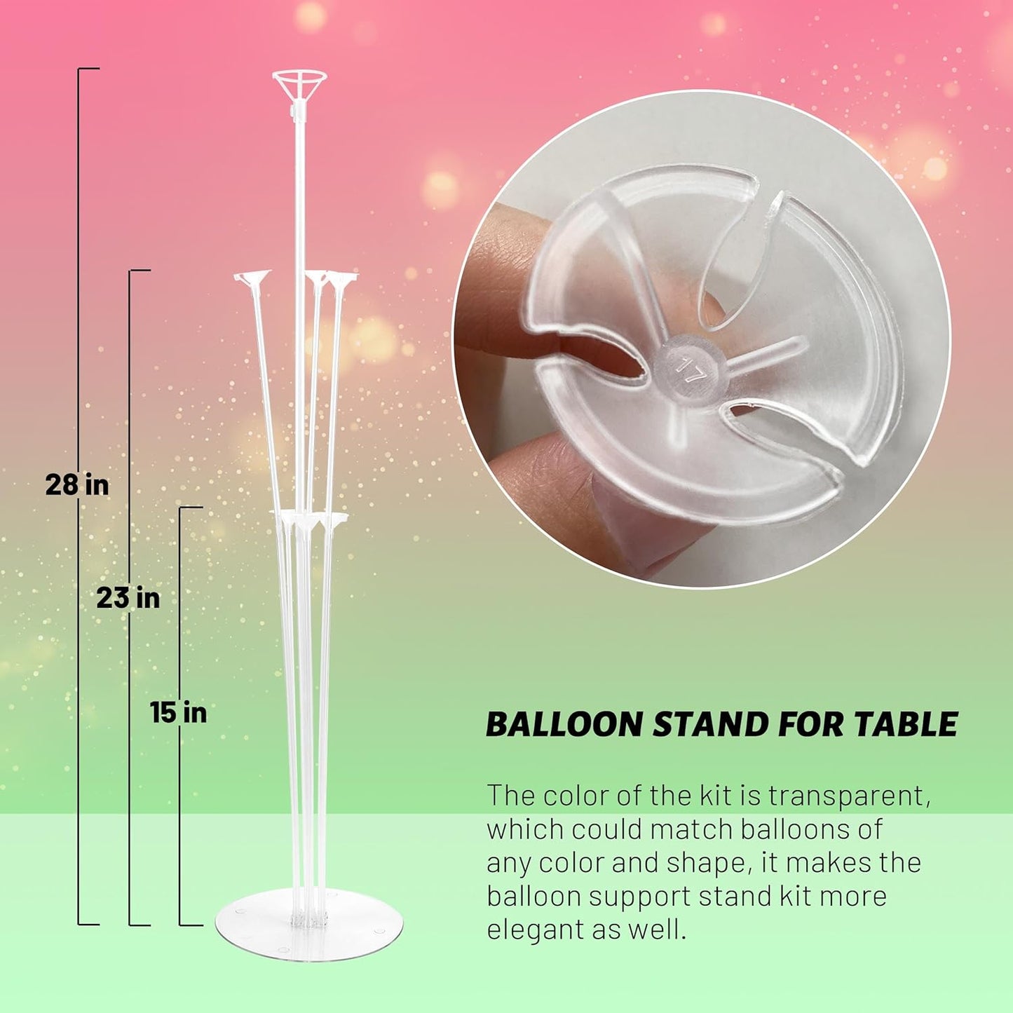 JOYYPOP 8 Sets 28 Inch Balloon Stand Kit, Balloon Holder Stickers Table Decoration Party Birthday Wedding Balloon Supplies Accessories