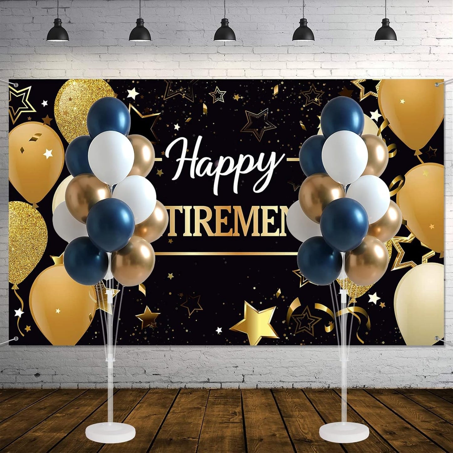 Balloon Column Kit for Floor- Set of 2,Balloon Columns with Stand, Base and Pole,Balloon Tower Backdrop Decoration for Wedding, Baby Shower, Birthday Party, or Bachelorette Parties (BLUE GOLD)