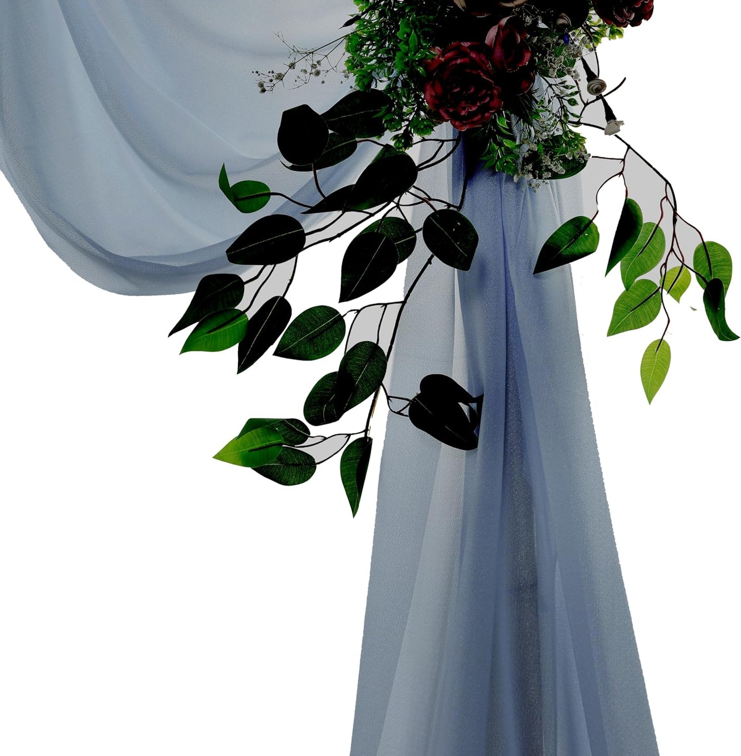 VDS Pack of 1 Panel (30 Inch X 50 Feet) Wedding Arch Draping Fabric Sheer Chiffon Fabric Drapery for Wedding Ceremony Reception Swag Backdrop Canopy Chuppah ARBO Altars Decoration (Dusty Blue)