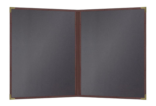 Goodsmart Pajco Style Restaurant Menu Covers – Pack of 10, Side-Loading Menu Holders, Single Stitched Edge, Clear Vinyl Menu Sleeves, Leatherette Trim, Gold Corners, Burgundy, 2 View (8.5" x 11")