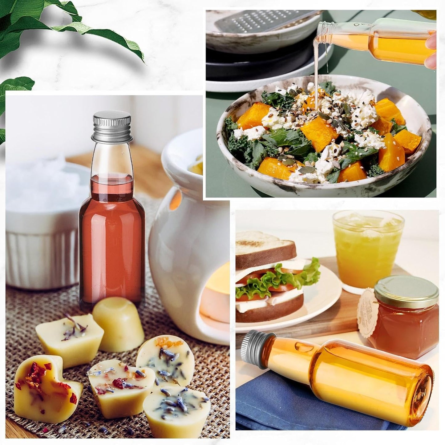 120 Pcs Mini Liquor Bottles Airtight Shot Miniature Empty Plastic Alcohol Spirit Shot Bottles with Funnels for Party Favors, Weddings(2 oz,Silver)