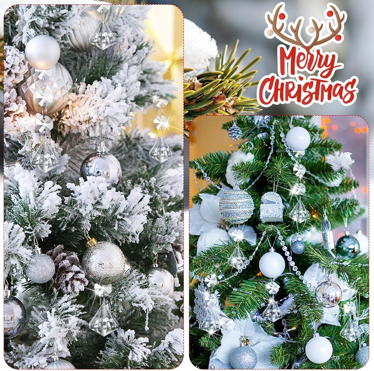 Nuenen 100 Pcs Hanging Crystals for Centerpieces Acrylic Chandelier Garland Beads Strands Prism Decorations Clear Teardrop Chandelier Crystals Pendant Wedding Home Garden Outdoor Ornaments(Diamond)