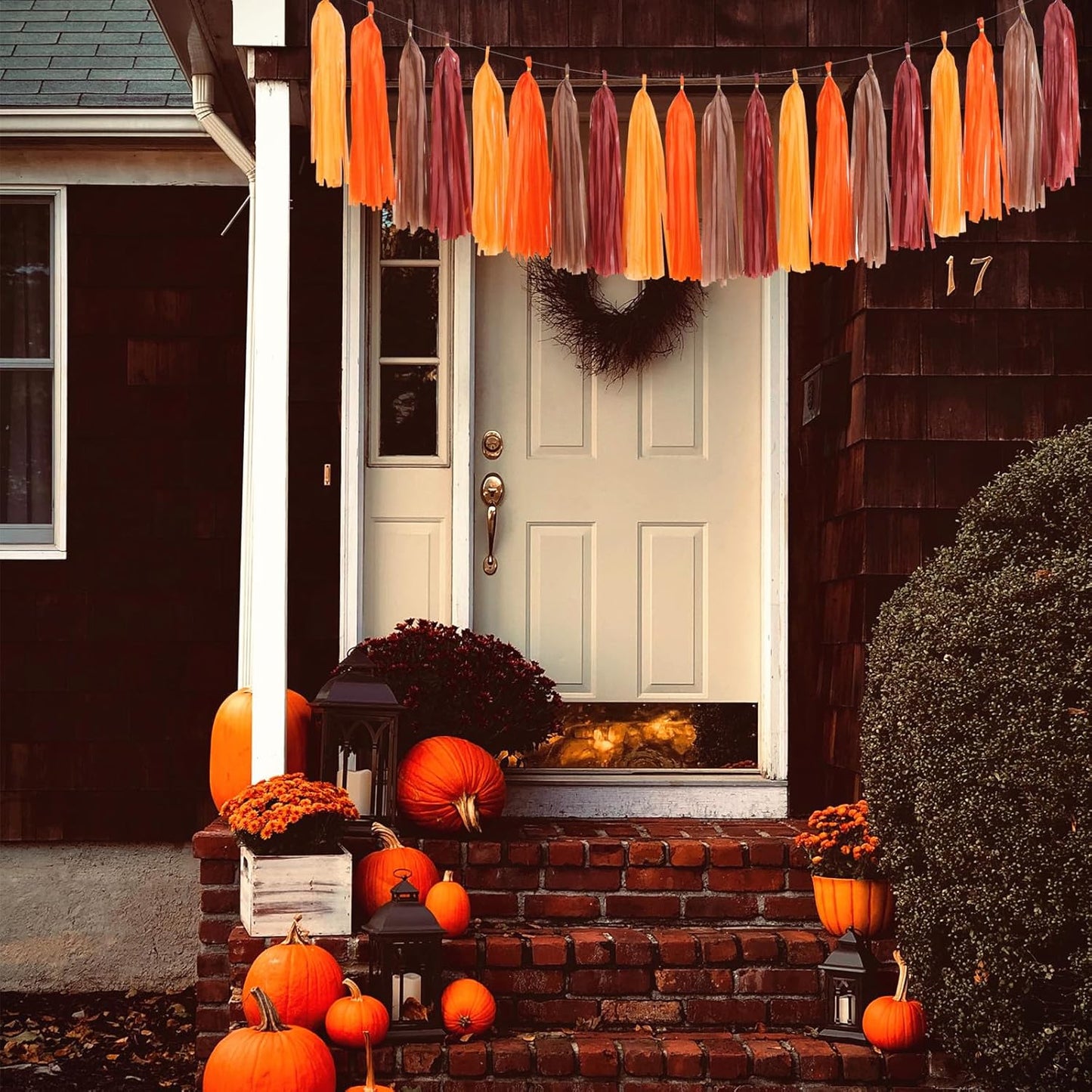 Brown Burgundy Orange Party-Decorations Tassel-Garland - 20pcs Fall Autumn Thanksgiving Harvest Tassels, Rustic Boho Wedding Birthday Baby Shower Decor Panduola
