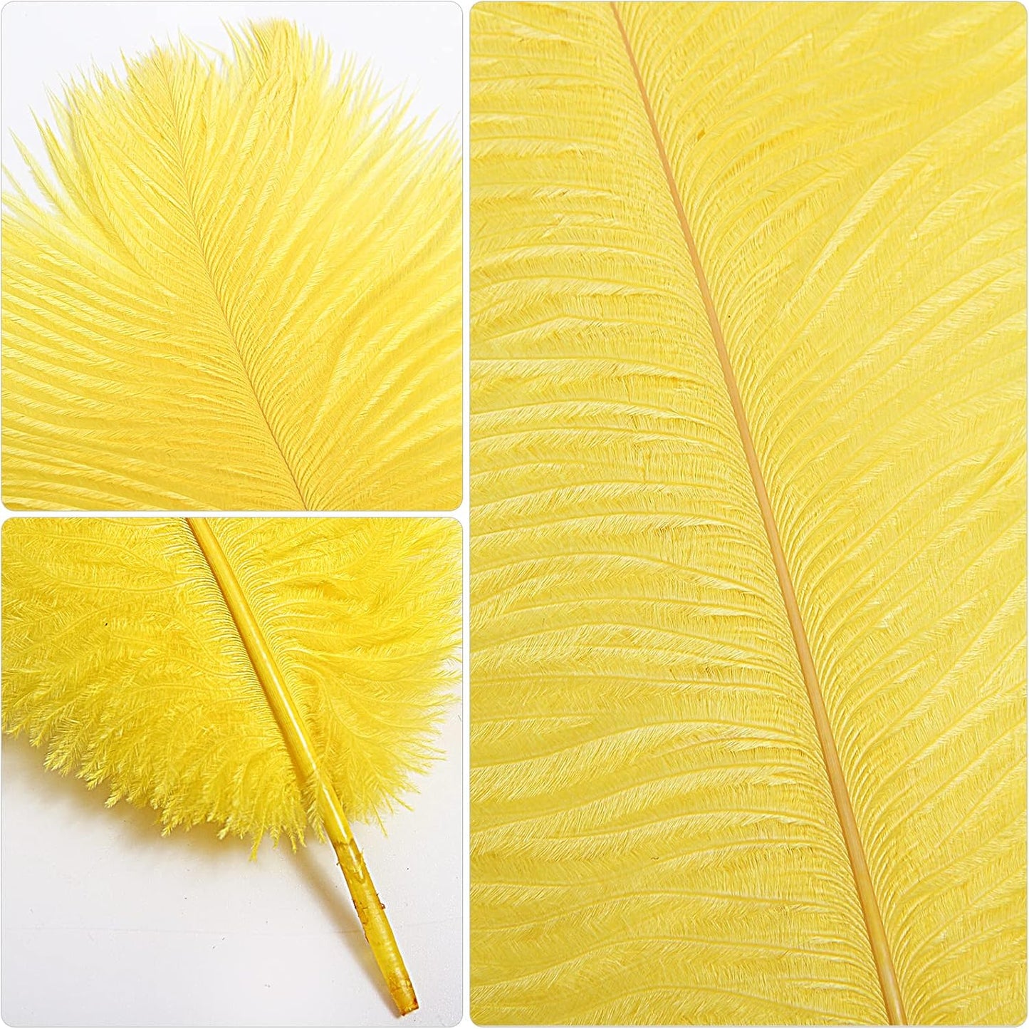 THARAHT Yellow Ostrich Feathers 24pcs Natural Bulk 10-12Inch 25cm-30cm for Crafts Wedding Party Centerpieces Halloween and Home Decoration Feathers