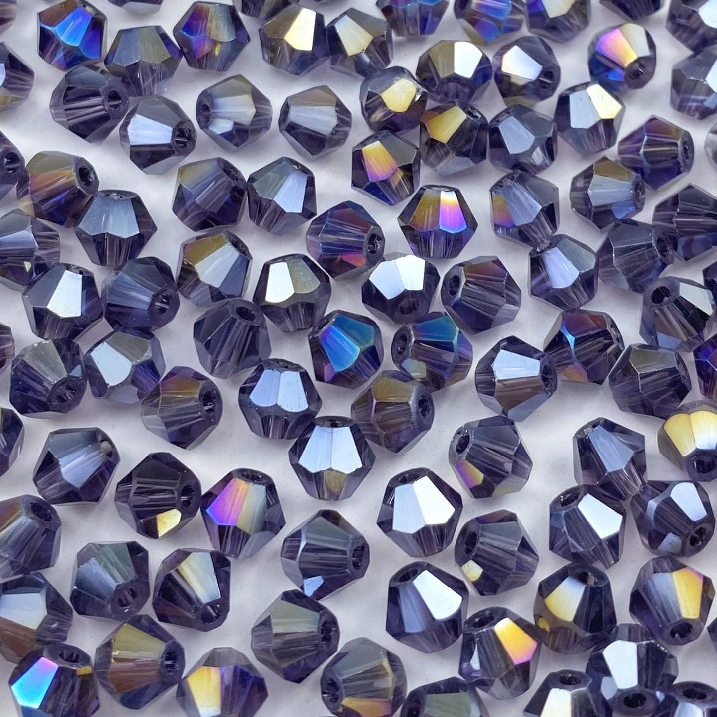 100pcs 8mm Bicone Crystal Glass Beads Loose Spacer Beads Faceted Craft Beads for Jewelry Making DIY Necklace Bracelet Earring Wind Chimes Suncatchers Ornamen(Violet AB)