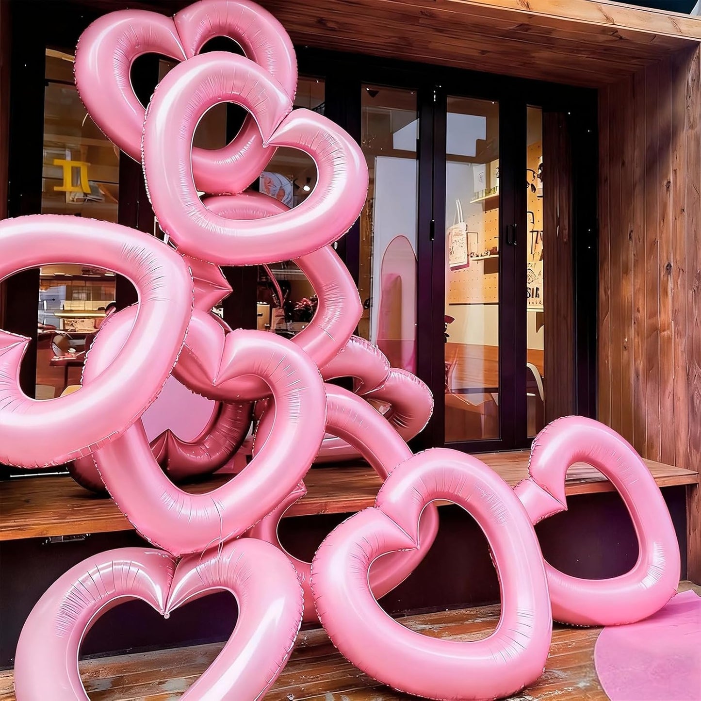 Pink Heart Balloons,3Pcs 40Inch Large Hollow Out Heart foil Balloon for Valentine's Day Birthday Wedding Baby Shower Anniversary Party Decorations