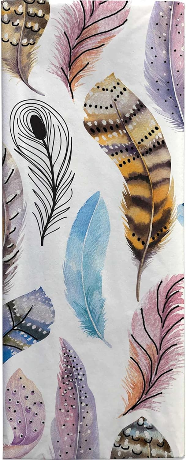 Colors of Rainbow - Feather - 12 Sheets, 20 inch X 29 inch - Italian Print Tissue Paper for Decoupage Gift Basket Gift Bag Party Crafts (Feather)