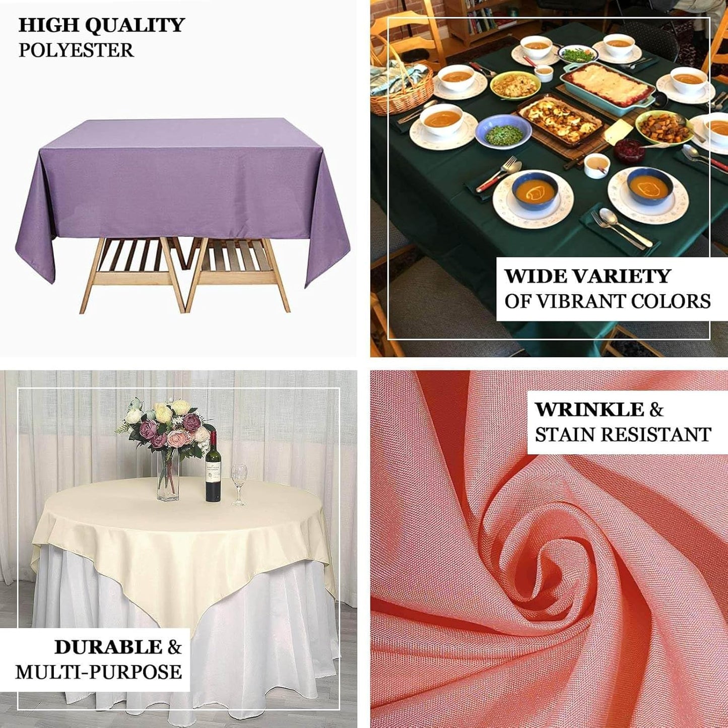 Efavormart 70" Square Linens Ivory Wholesale Linens Polyester Square Linen Tablecloth for Wedding Banquet Party Restaurant