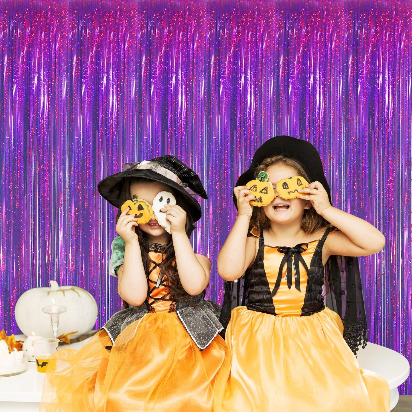 GOER 3.2 ft x 8.2 ft Metallic Tinsel Foil Fringe Curtains Party Photo Backdrop Party Streamers for Birthday,Graduation,New Year Eve Decorations Wedding Decor(5 Packs,Shiny Purple)