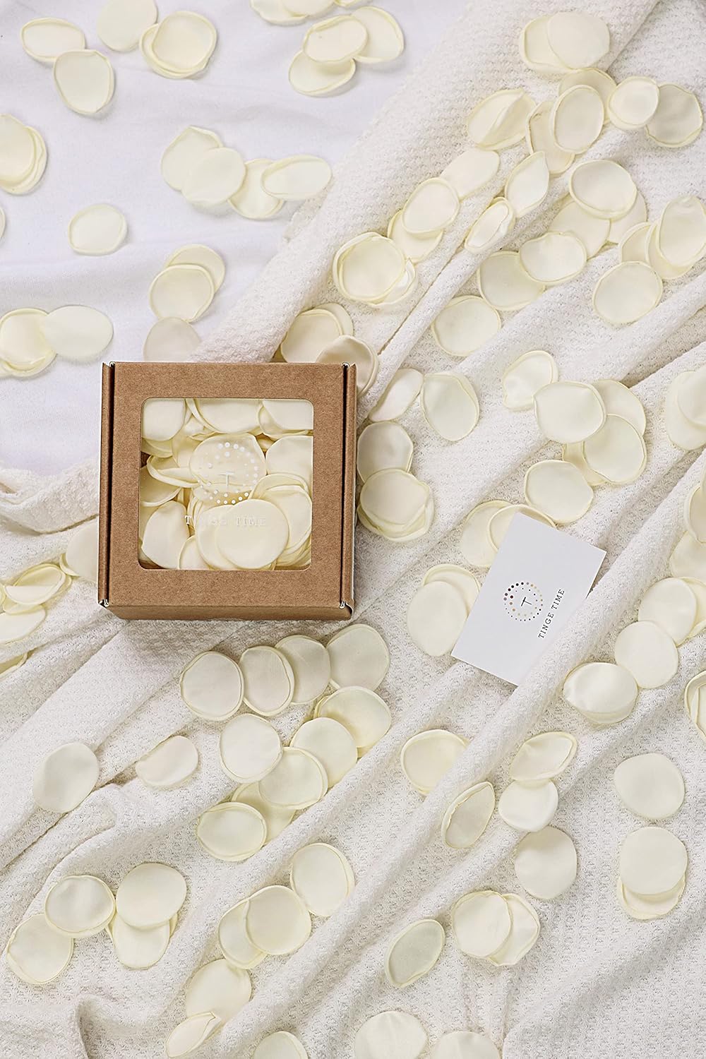 TINGE TIME Silk Rose Petals Flower Petals for Wedding Flower Girl Basket Aisle Scatter Dinner Table Centerpieces Party Confetti Bridal Shower Romantic Night Decoration (Ivory)
