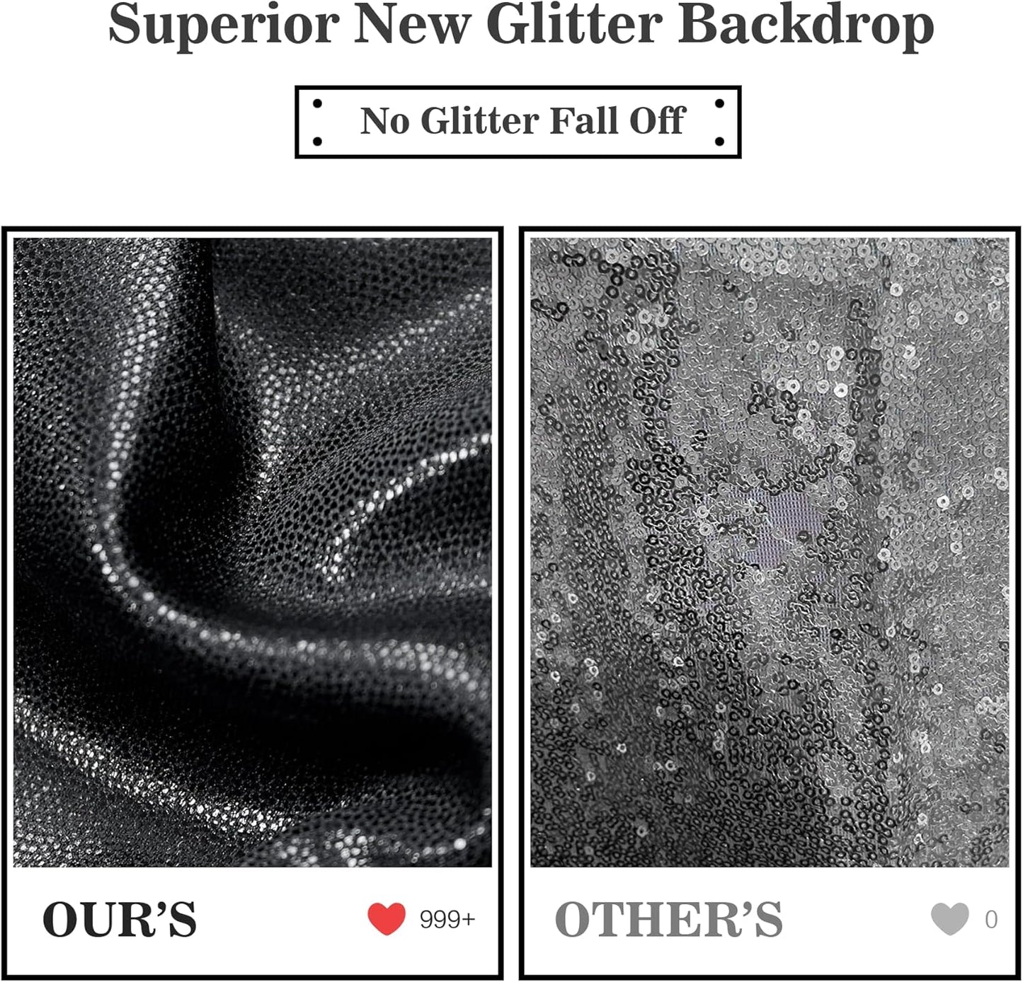 Outpain Thick 10 ft x 10 ft Black Sequin Backdrop Curtain for Parties, Wrinkle Free Glitter Photo Backdrop Drapes 2 Panels 5x10ft Black Back Drop Cloth for Wedding Christmas Photography Background