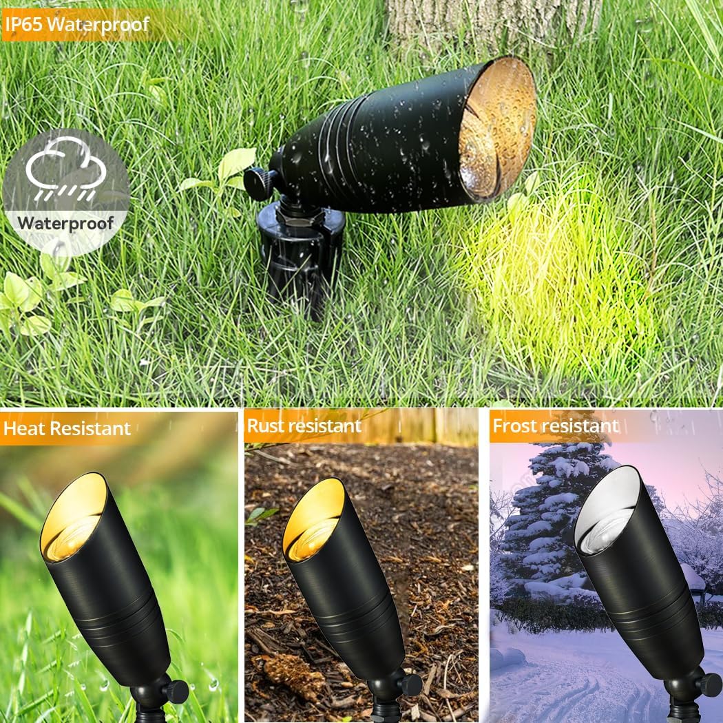 RGB Low Voltage Landscape Lights, 12V Color Changing Outdoor Spot Lights, Waterproof LED Garden Lighting for Yard/Pathway/Pool, Smart Landscape Spotlights