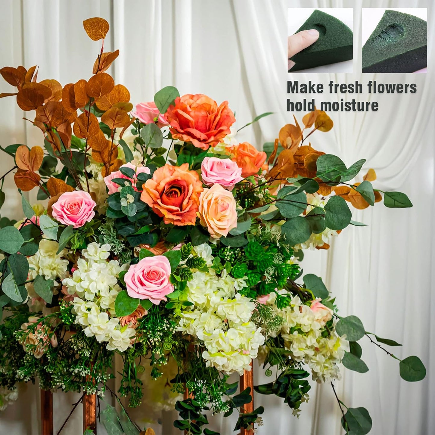 Max Shape Pack of 4 Large Size Floral Foam Blocks for Fresh and Artificial Flowers (9” L x 4” W), Wet Florist Foam Blocks for Wedding Holiday Decorations (4 Pack)