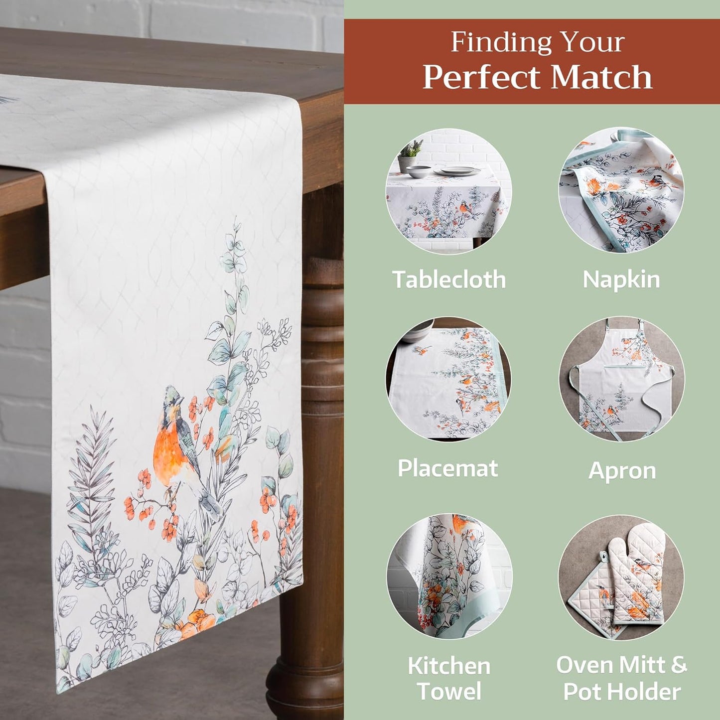 Maison d' Hermine Table Runner 100% Cotton Double Layer Table Runners 72 inches Long for Thanksgiving Christmas Decorations Home Kitchen Dining Party Wedding (Whitish Shabby Chique, 14.5" x 72")