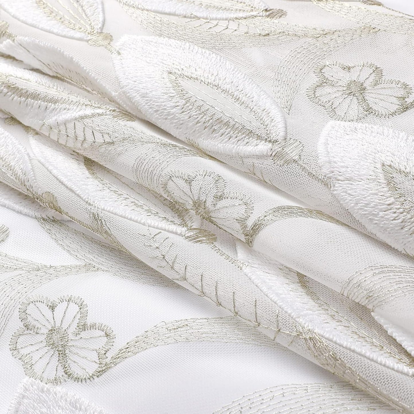 VISIONTEX White Sheer Voile Curtains, Decorative White Embossed Drip Rod Pocket Window Drapes for Home Kitchen, Living Room and Bedroom 54 x 63 Inch, Set of 2 Curtain Panels