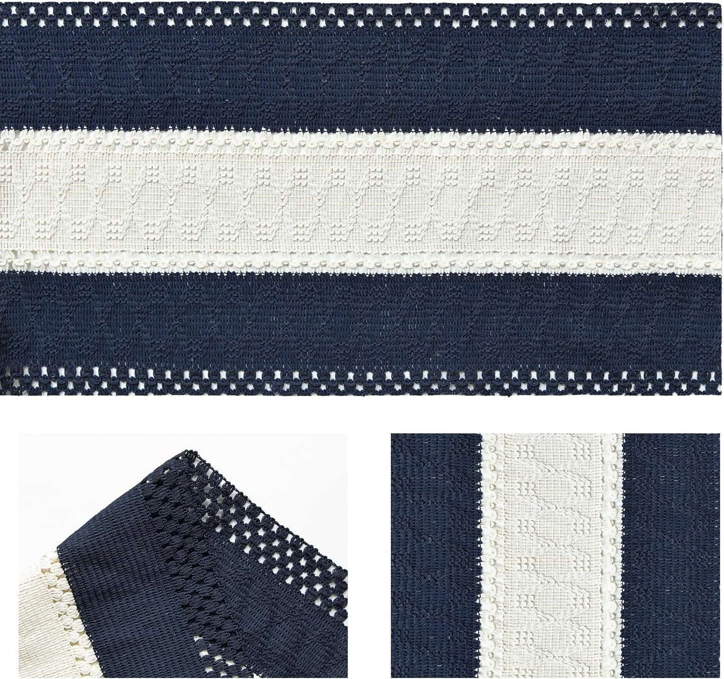 Artoid Mode Dark Blue Farmhouse Rustic Table Runner, Seasonal Hollow Kitchen Dining Table Decoration for Home Party Decor 12x108 Inch