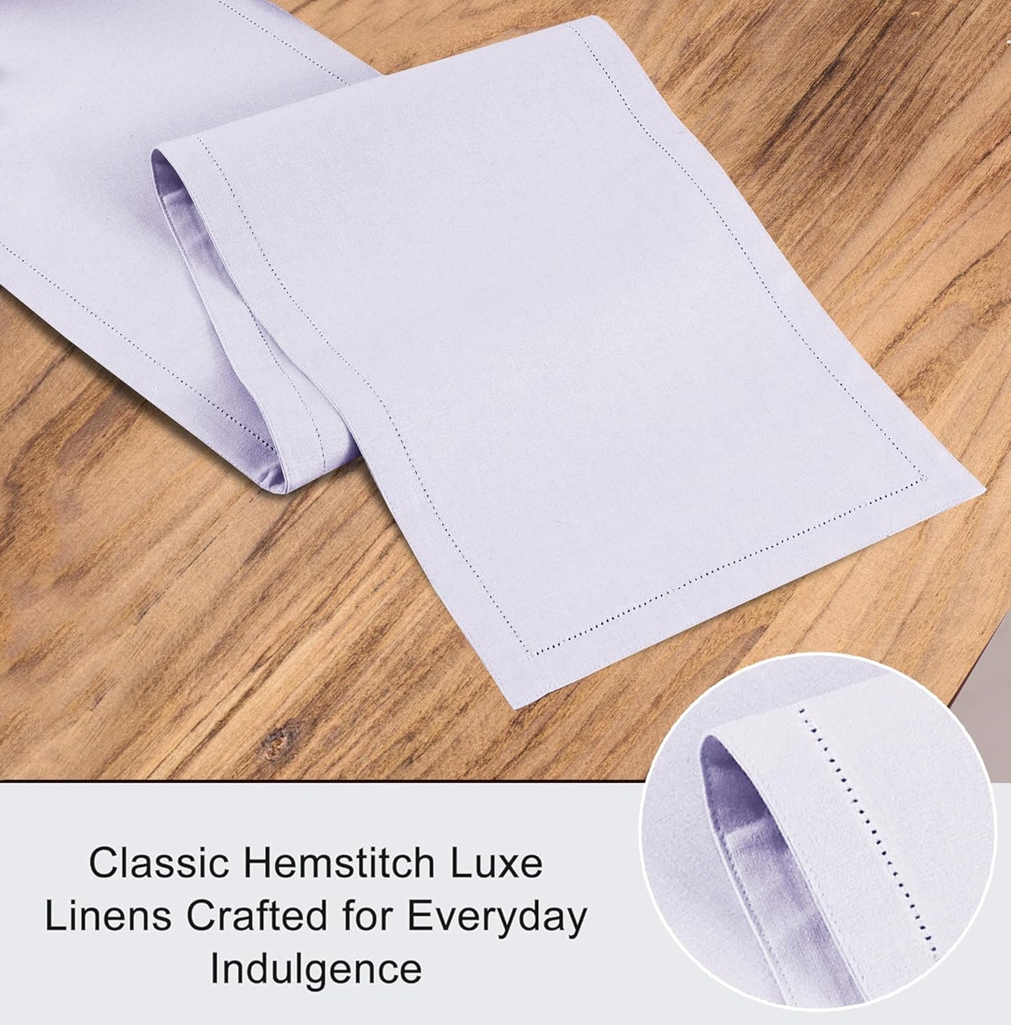 Ruvanti Linen Table Runner 36 Inches, Classic Hemstitch, Washable, Reusable, Non-Slipping, Stain Resistant- Perfect for Parties, Weddings, Dinners, Thanksgiving, Christmas, Indoor use – Lavender Grey